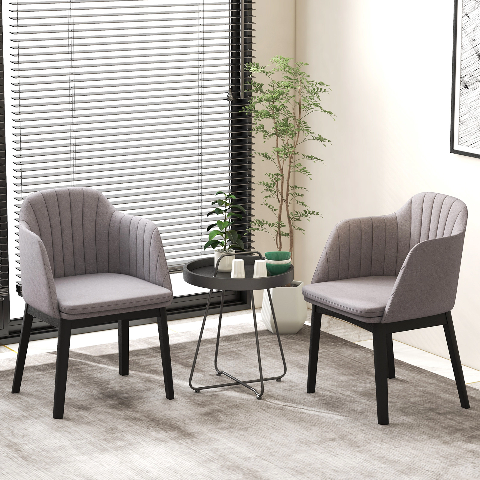 SUGIFT Upholstered Velvet Accent Modern Dining Chairs Set of 2 with Curved Backrests 33-in Tall Black and Gray