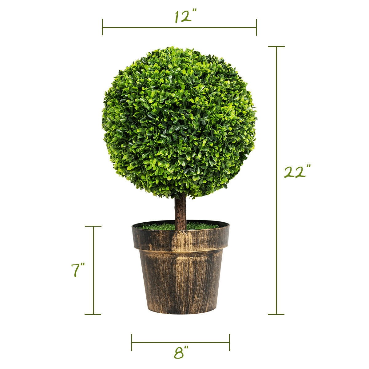 SlickBlue Set of 2 Artificial Boxwood Ball Topiary Tree Potted Faux Plant Tabletop Accent