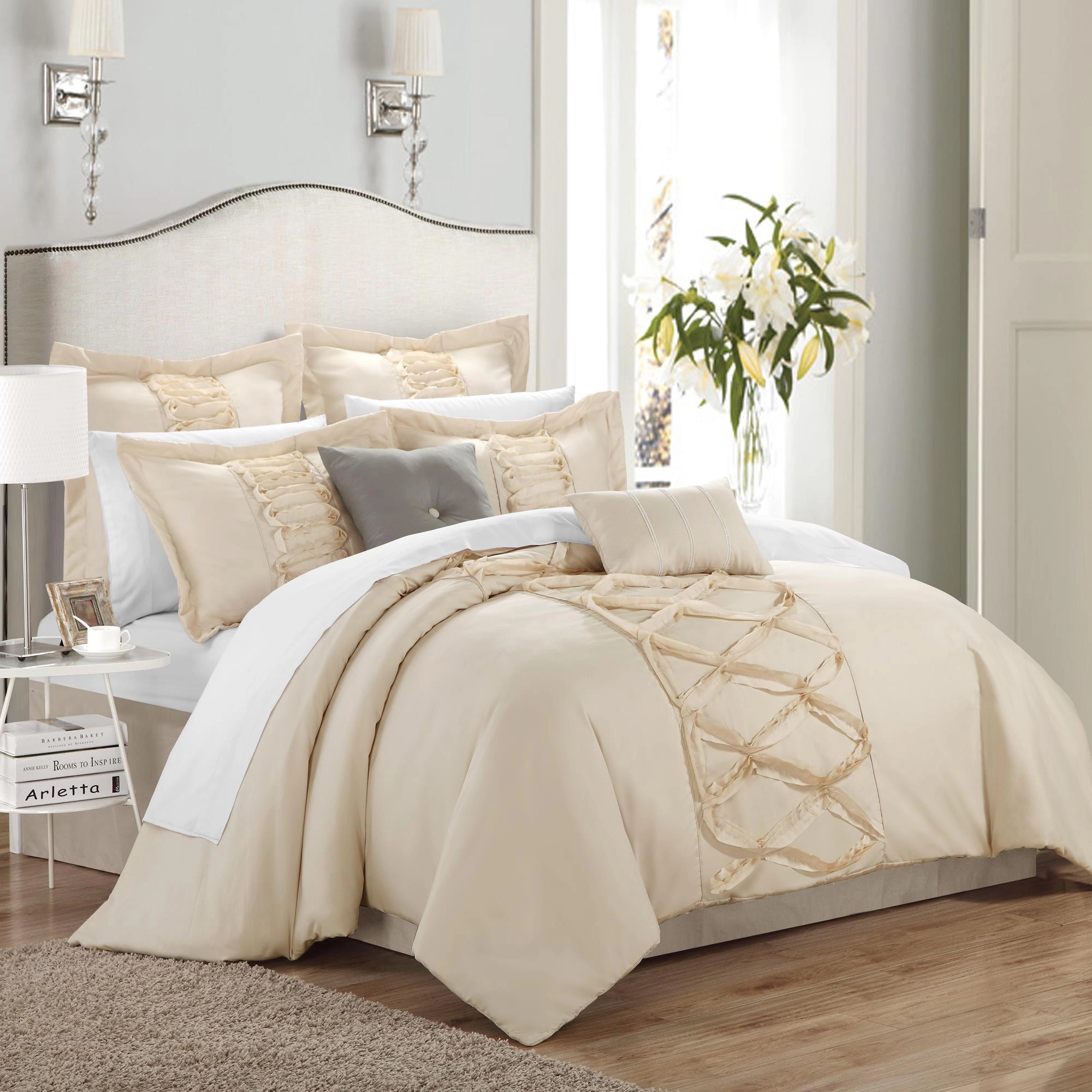 Greenland Home Fashion Ruffled Quilt And Pillow Sham Set 3 Piece