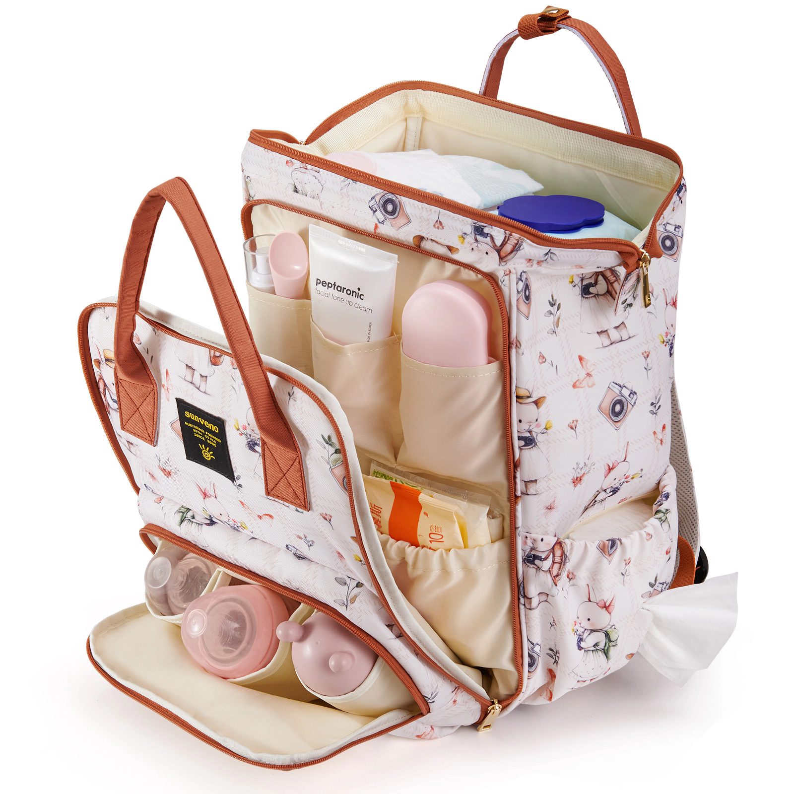 SUNVENO Wide-Open Frame Diaper Bag Backpack