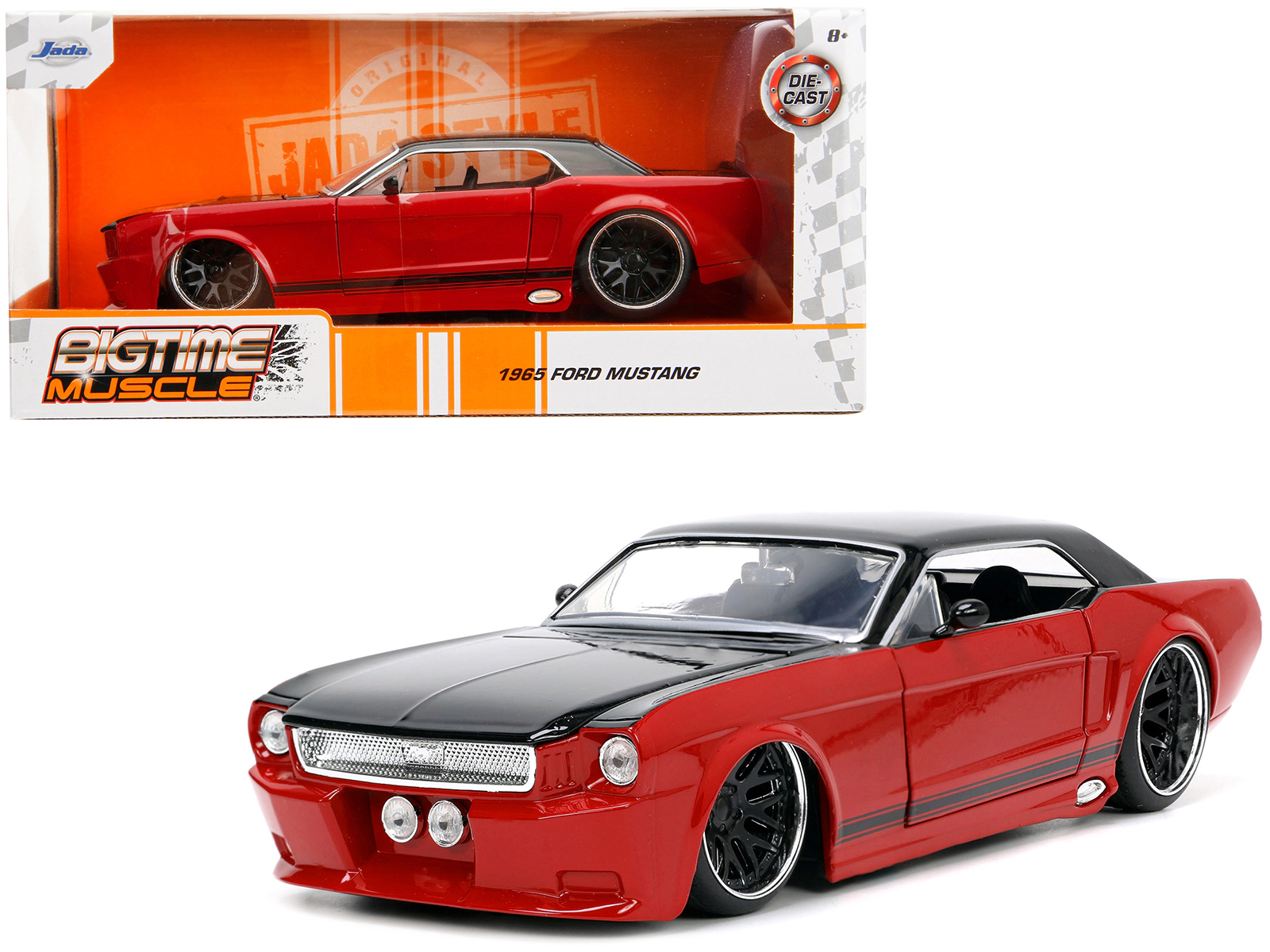 Jada 1965 Ford Mustang Custom Red and Black "Bigtime Muscle" Series 1/24 Diecast Model Car by Jada