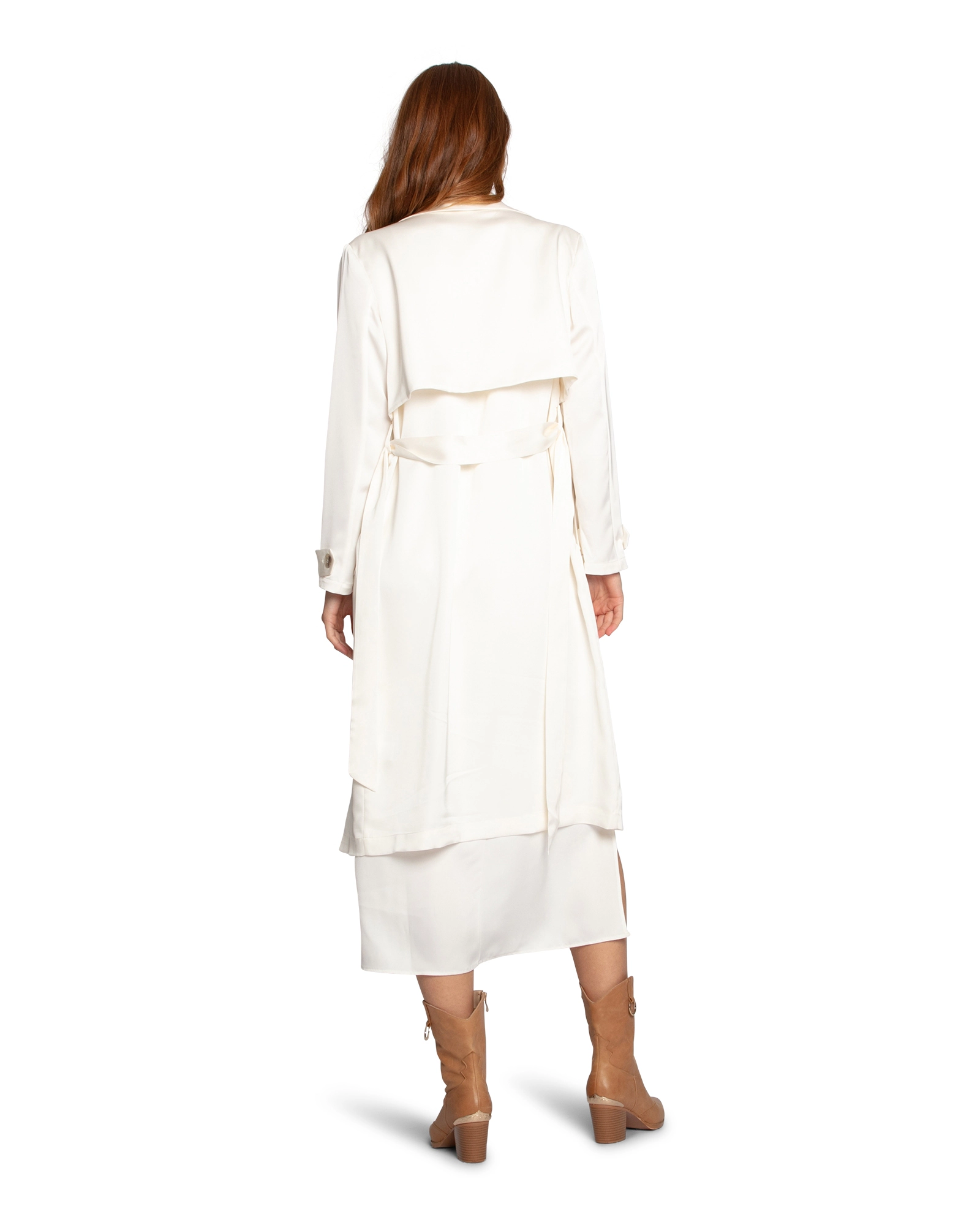 Belle & Bloom Womens Love Language Satin Trench