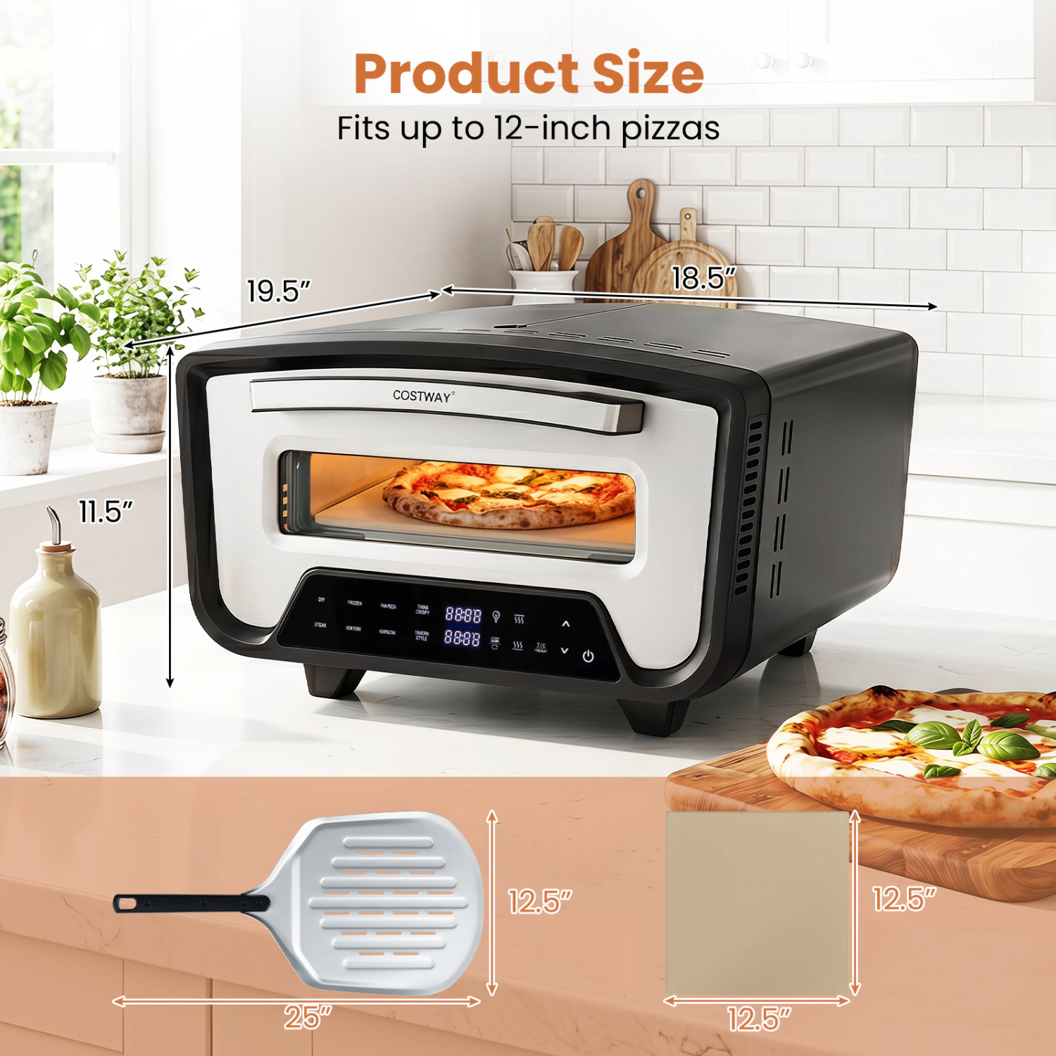 LJG Indoor Electric Pizza Oven for 12" Pizzas with 8 Presets