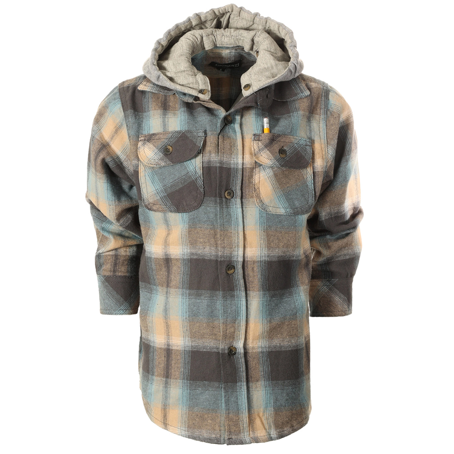 Gioberti Boy's 100% Cotton Removable Hoodie Plaid Checkered Flannel Shirt