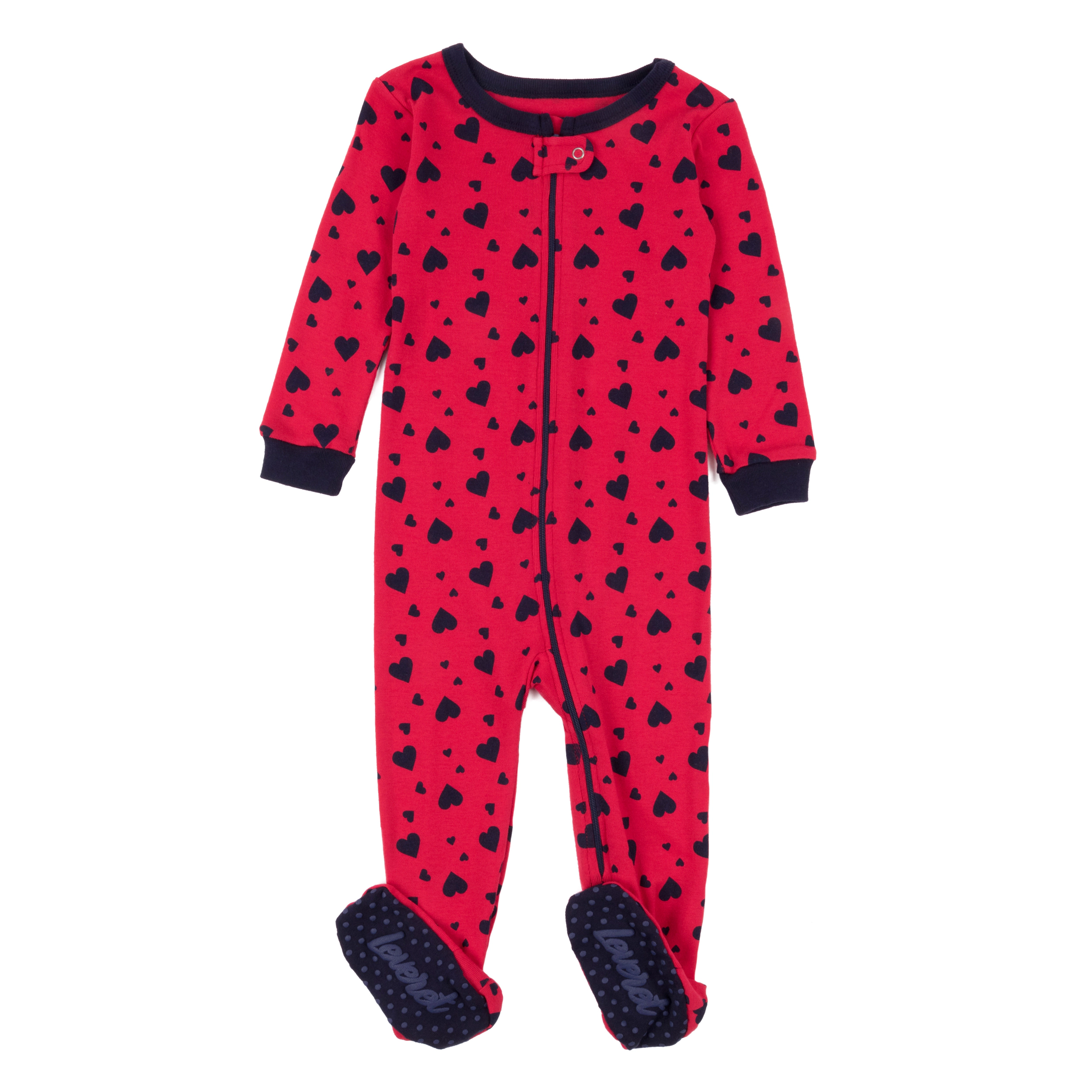 Leveret Baby/Toddler Valentine Hearts Cotton Footed Pajamas