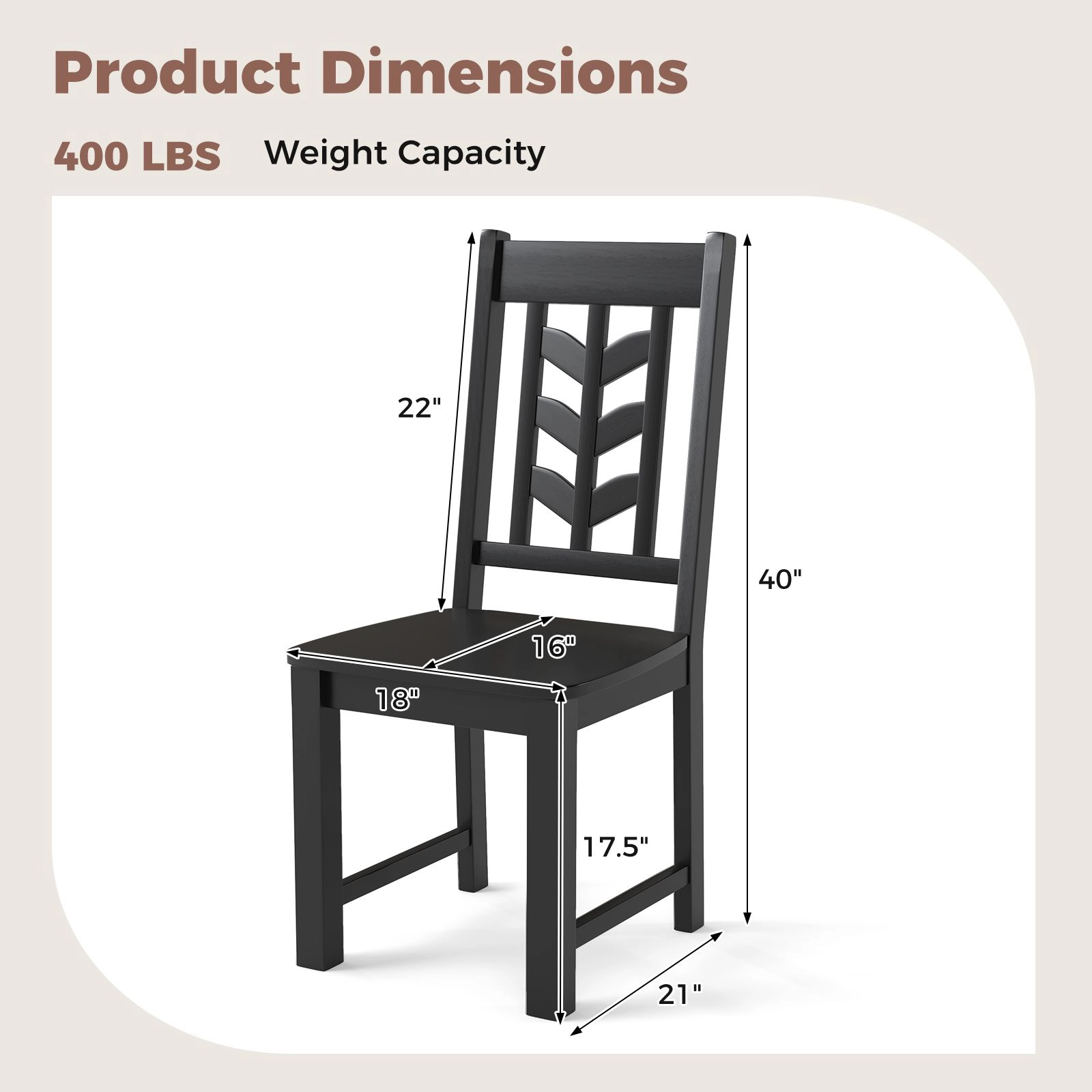 SlickBlue Set of 2 Wooden Dining Chairs with Leaf-Shape Backrest, High Back