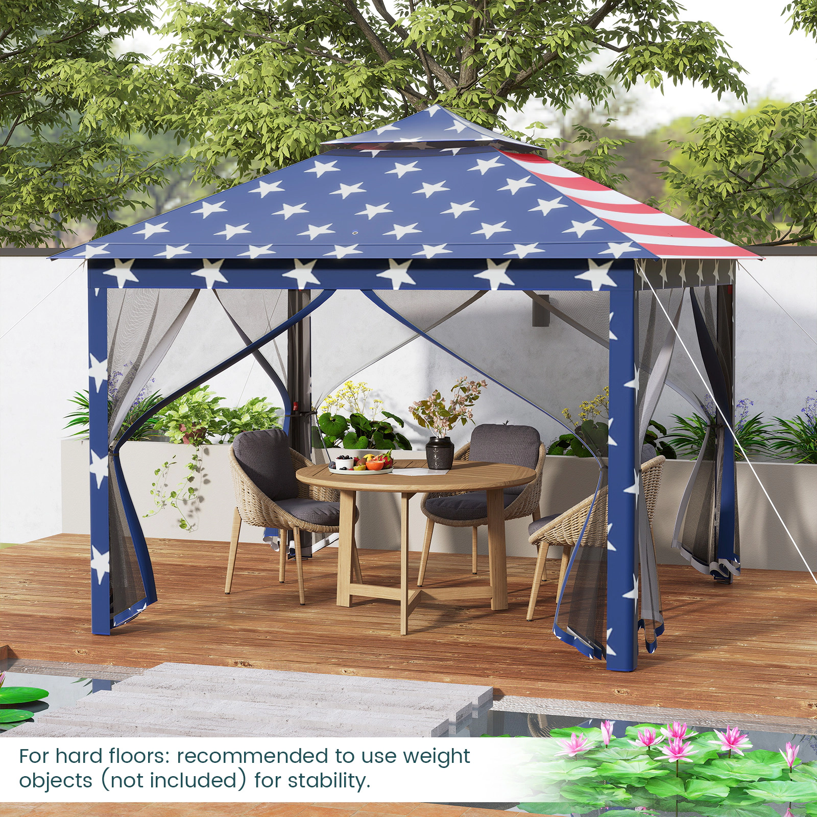 SUGIFT 11 x 11 Feet Pop-Up Gazebo Blue 2-Tier Canopy with Mesh Netting and Carry Bag