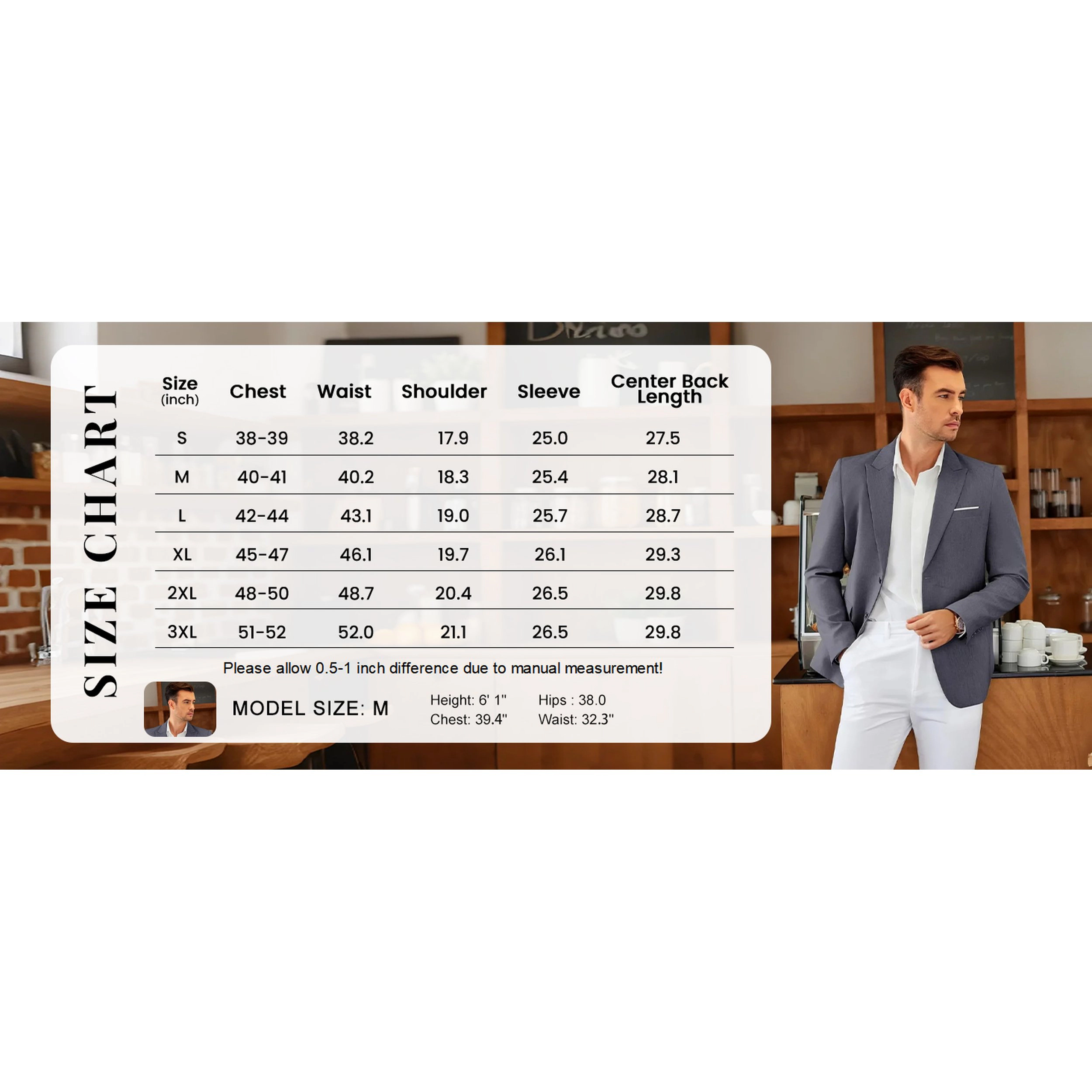 COOFANDY Men's Slim Fit Notch Lapel Casual Blazer Sport Coat Suit Jacket
