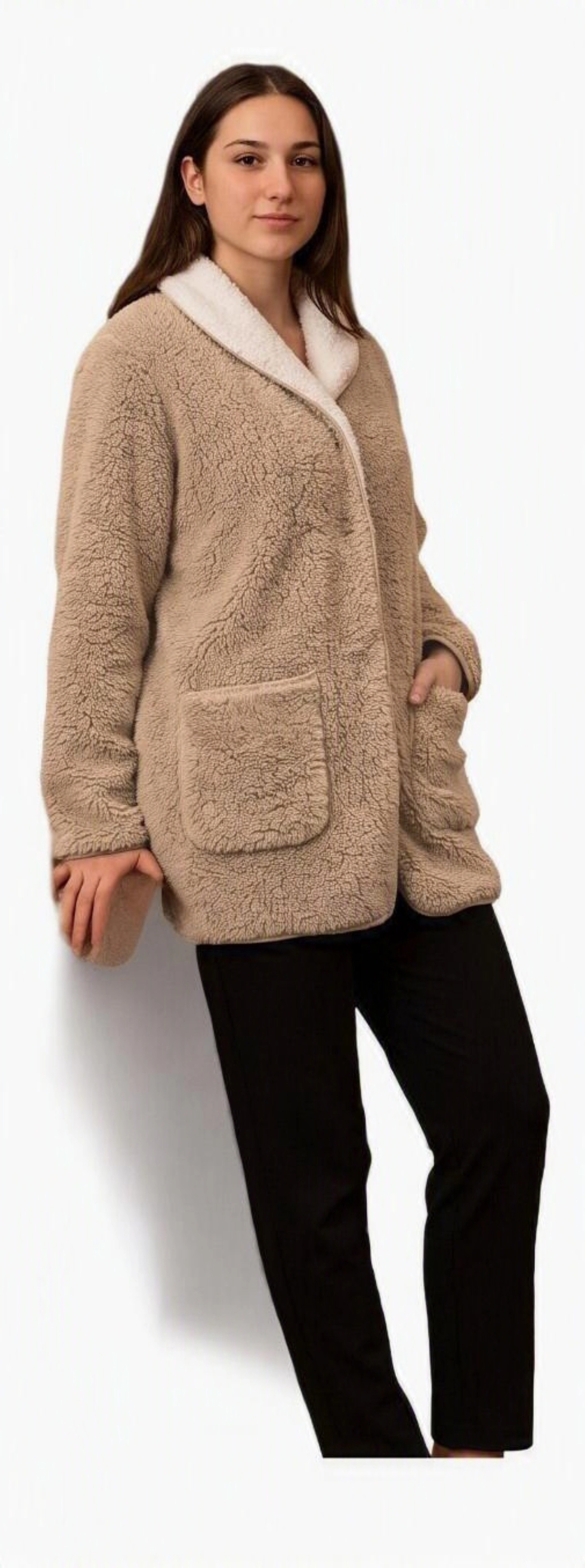Loungees Sherpa Reversible Button Front Bed Jacket  Lounge