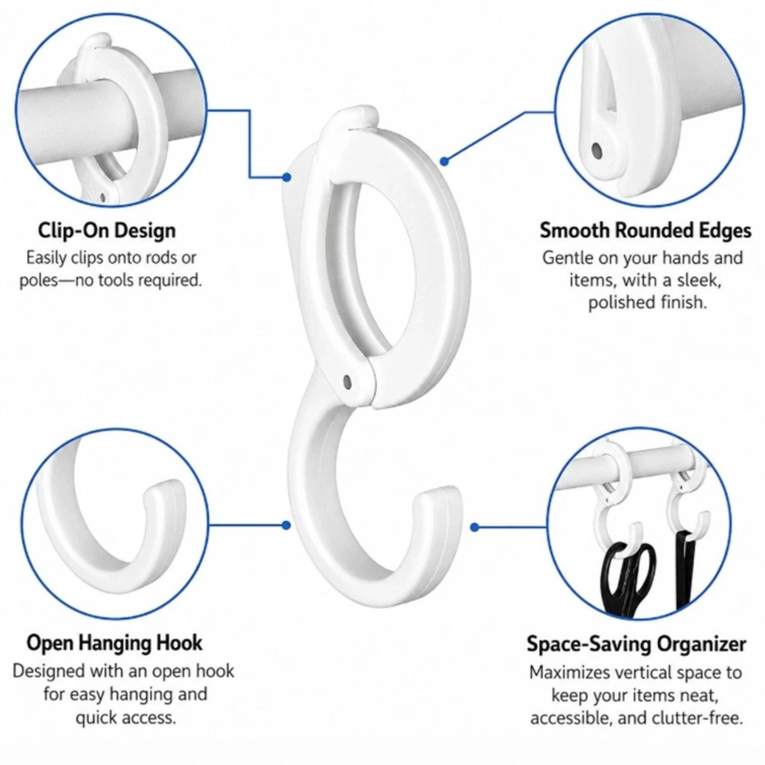 Home Collection Pack of 10 Table Edge Clip Hooks Windproof Desk Shelf Hangers