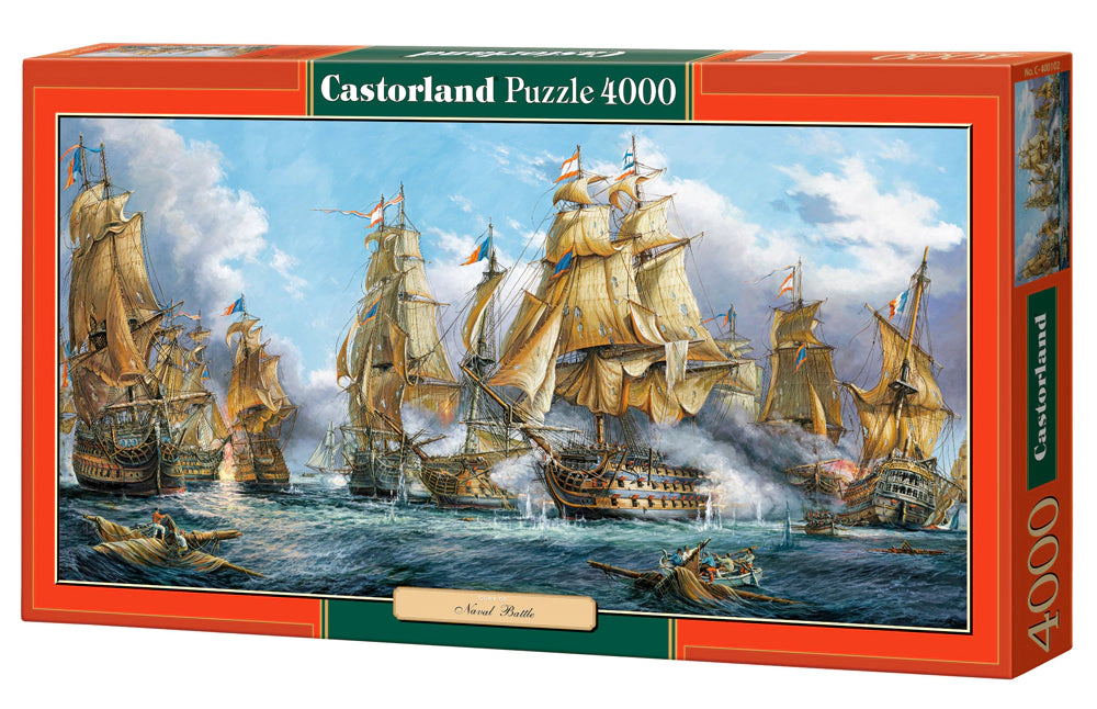CASTORLAND 4000 Piece Jigsaw Puzzles, Naval Battle, Nautic painting, Old navy ships, Sailing ships at war, C-400102-2
