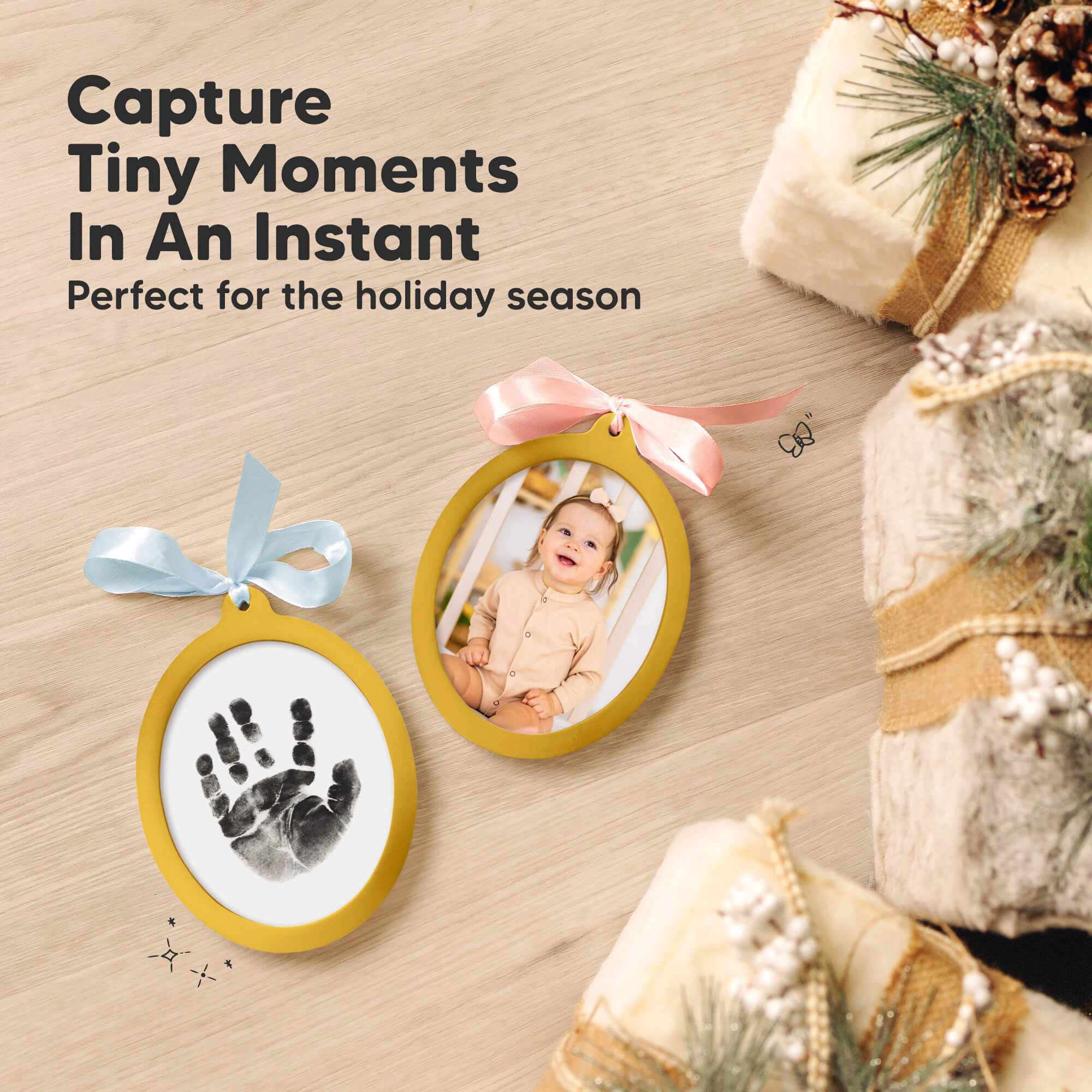 KeaBabies Bitsy Inkless Baby Print and Photo Ornaments