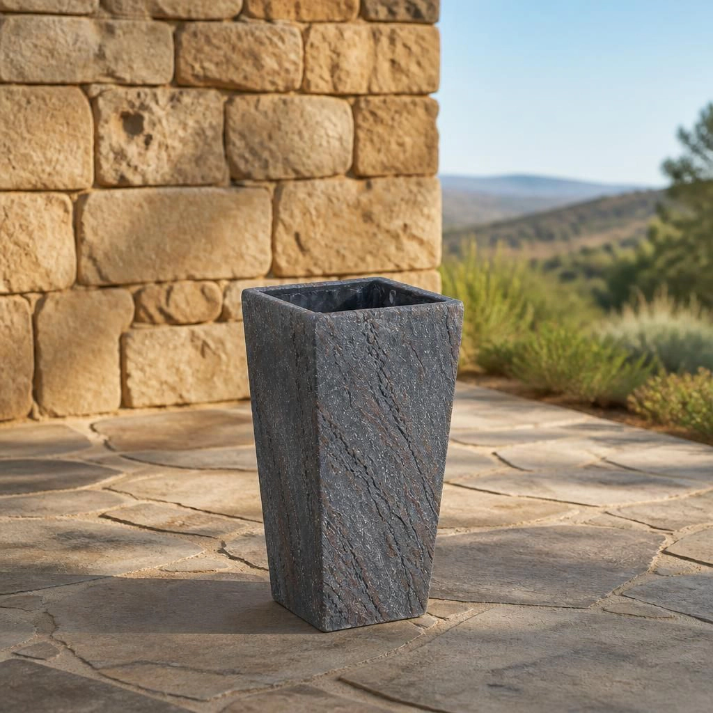 WOW PIONEER Tall Solid Cement Planter for Garden Patio Balcony Entryway Indoor Outdoor