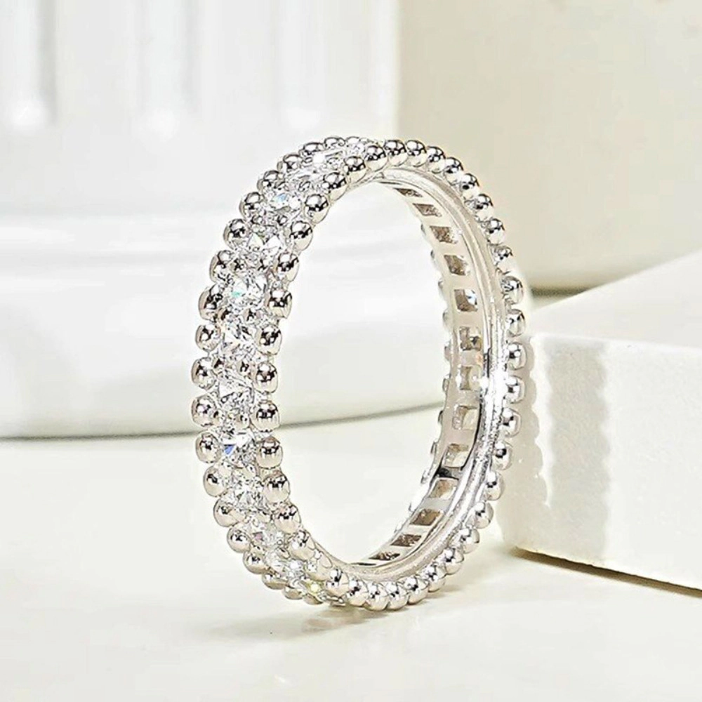 Classic Shiny Zirconia Eternity Rings for Women Party Wedding Elegant Rings Jewelry