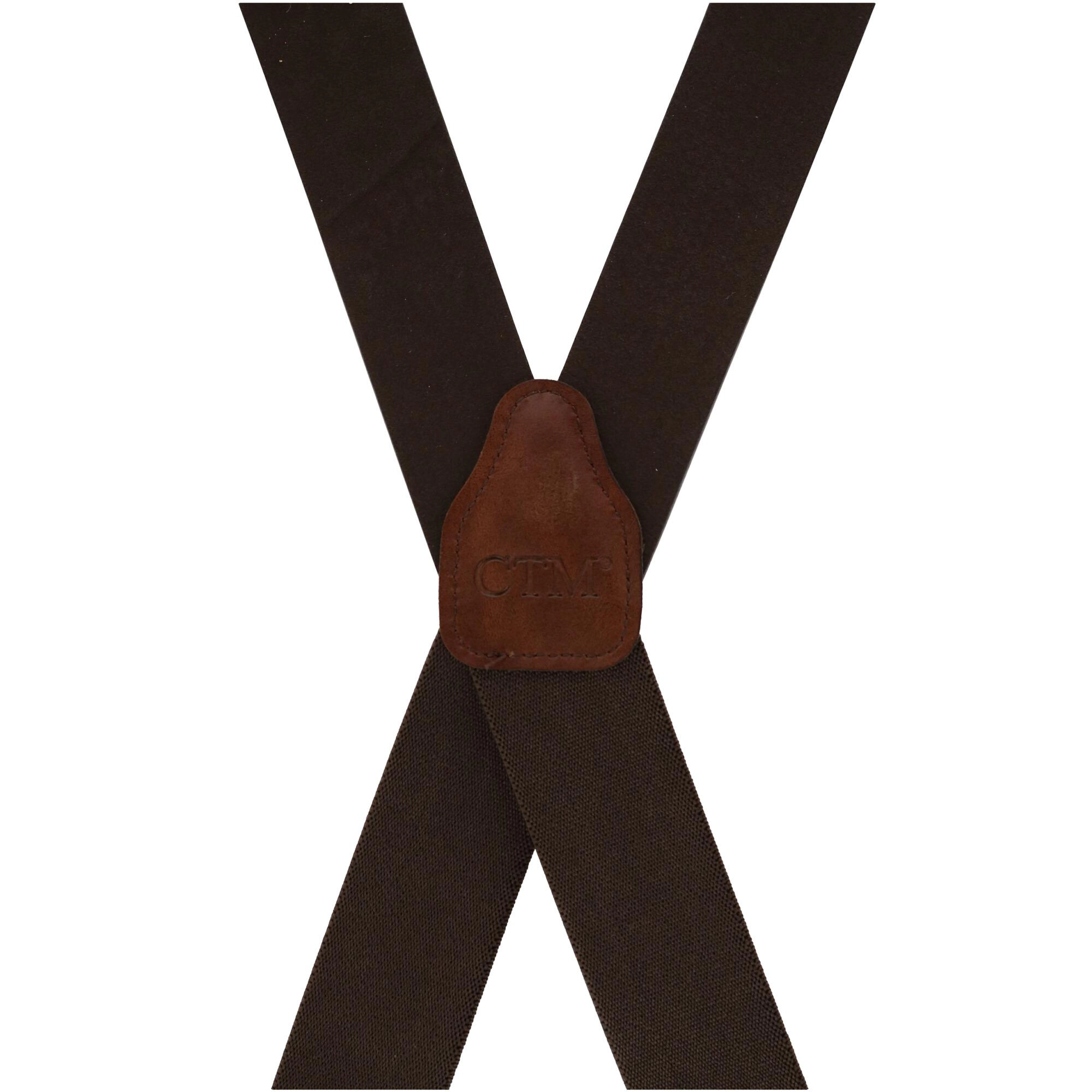CTM® Men's Smooth Leather Wide Width Suspenders w Metal Swivel Hook Ends