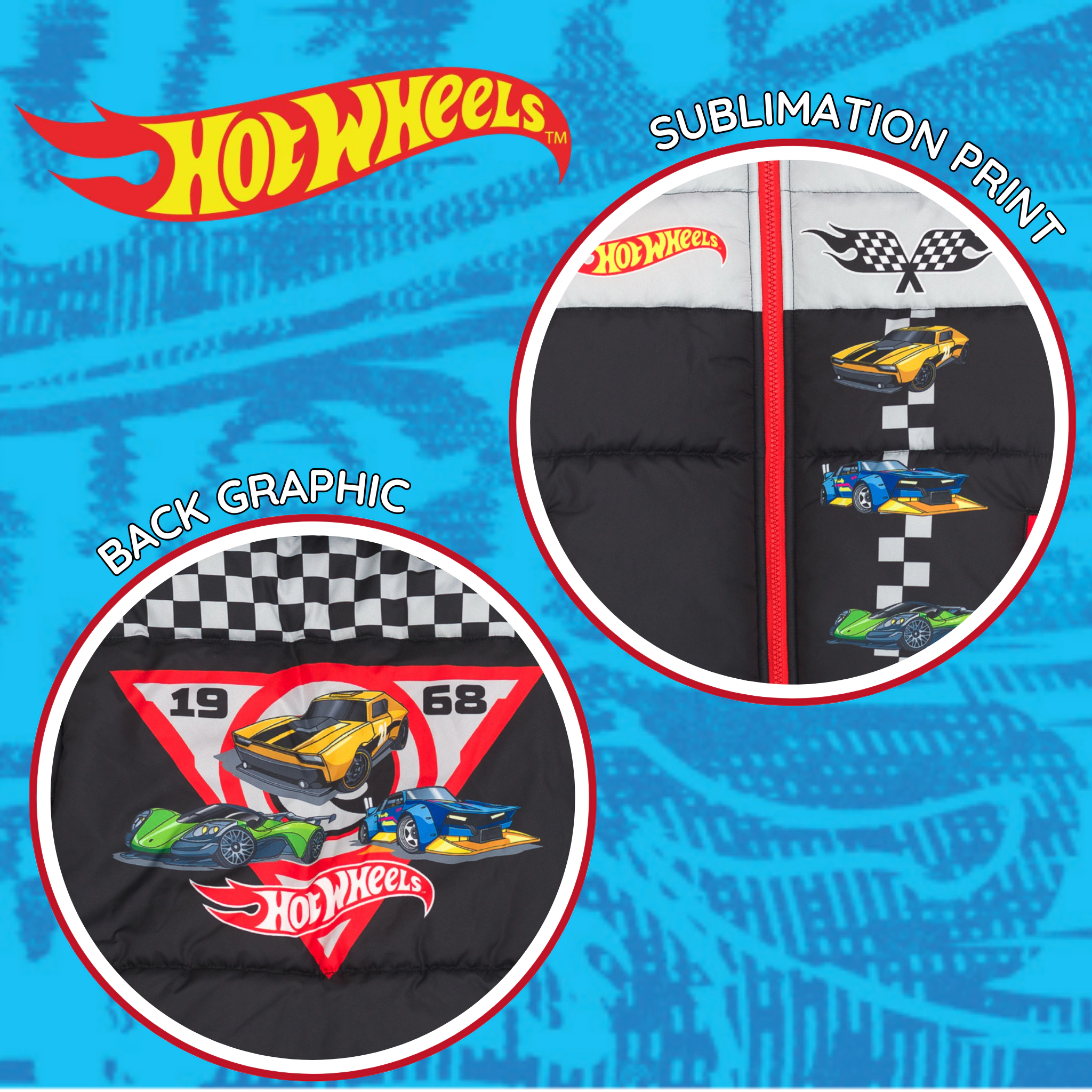Hot Wheels Boys' Racing Hooded Puffer Jacket