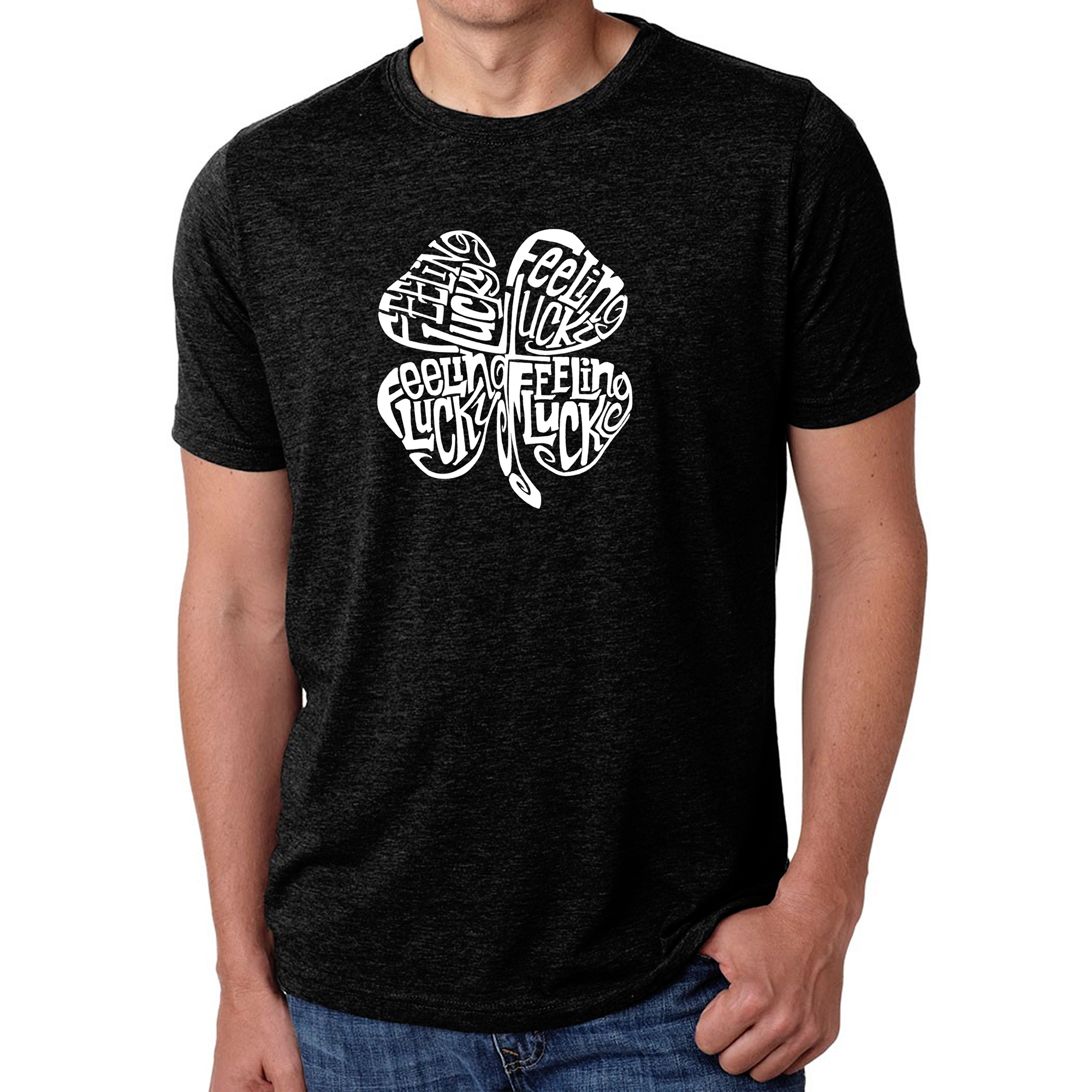 LA Pop Art Men's Cotton/Poly Blend T-Shirt - Feeling Lucky