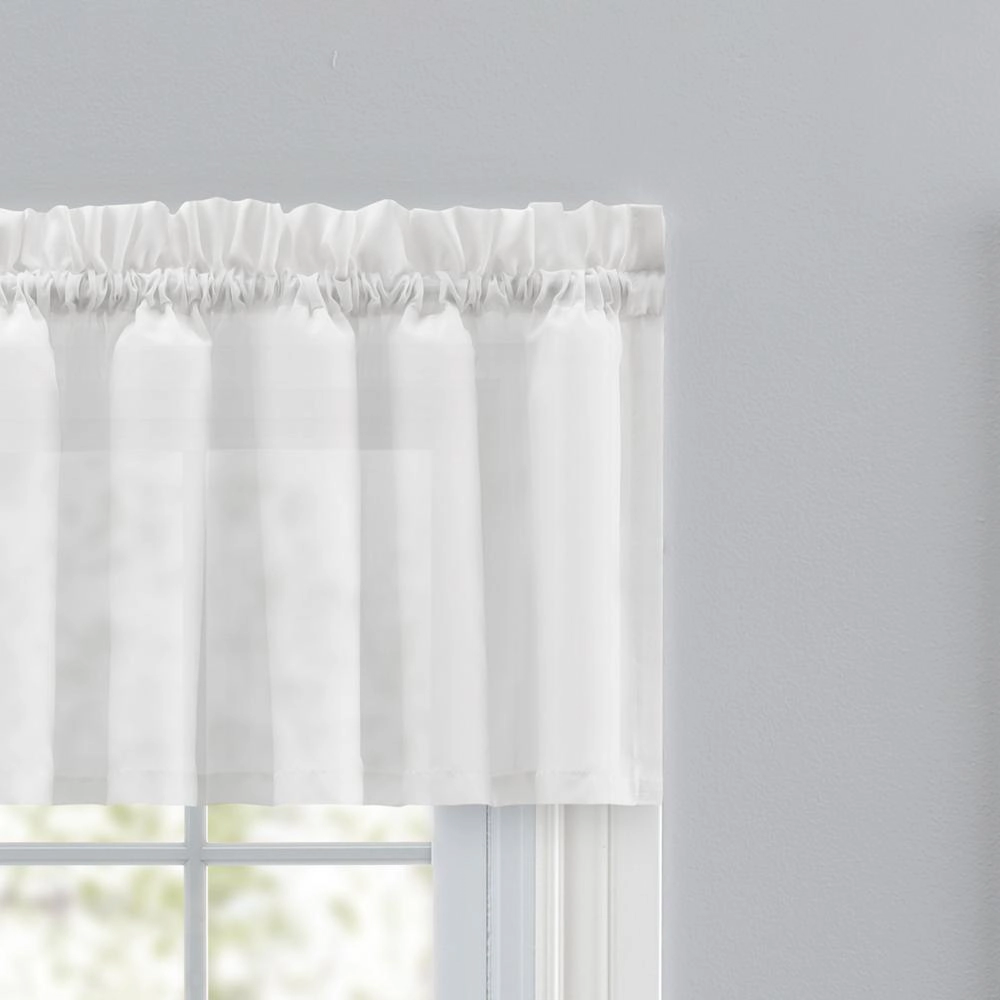 Ellis Curtain Cotton Voile 1.5" Rod Pocket Tailored Valance for Windows 86" x 15" White