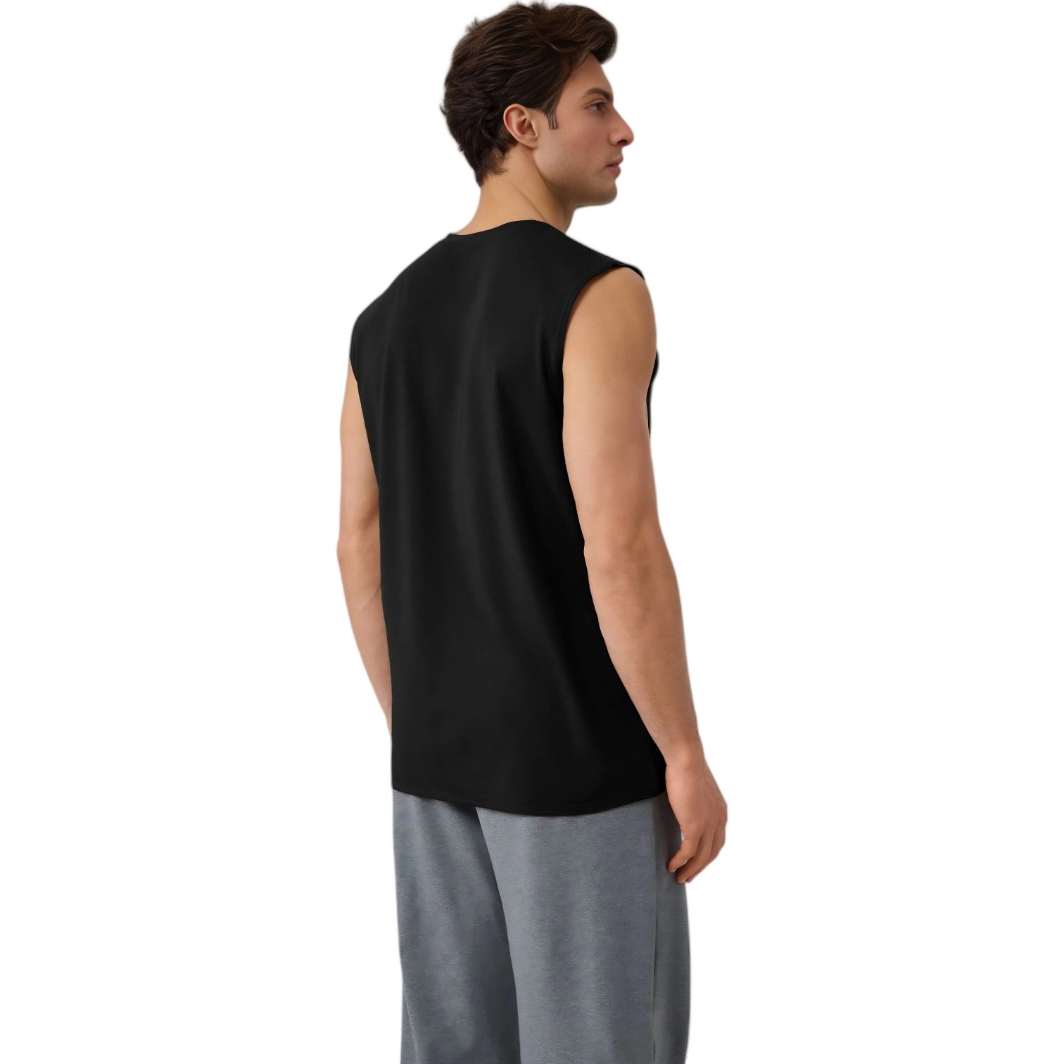 Anna-Kaci Men's Sleeveless Crew Neck Ribbed Tank Top with Relaxed Fit and Stretch Fabric