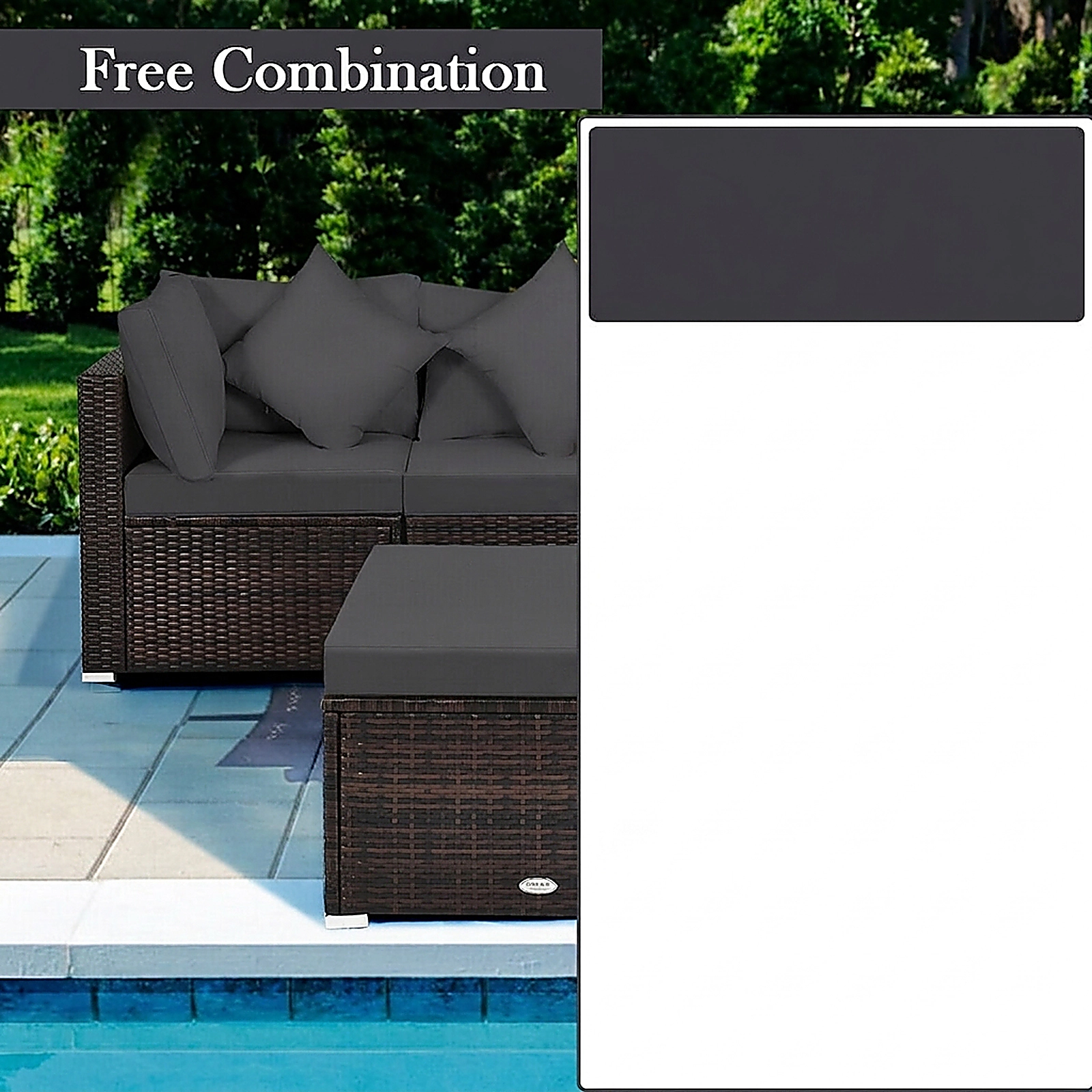 SUGIFT 4 Piece Patio Rattan Wicker Furniture Set Gray with Ottoman and Cushions