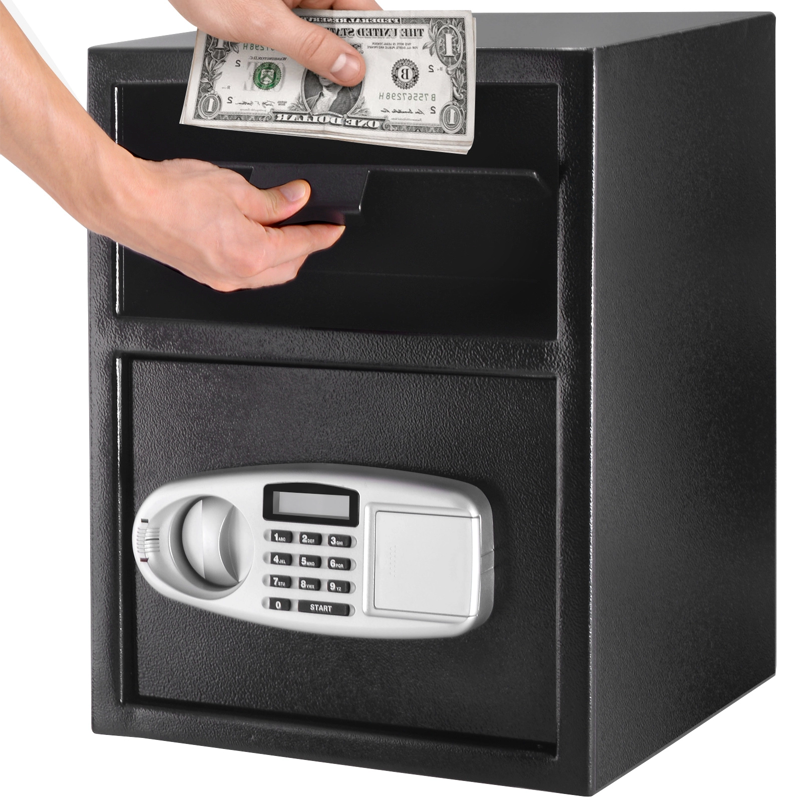 SUGIFT Front-Load Deposit Slot Digital Keypad Steel Depository Safe 13.9-in x 11.9-in x 17.7-in 6-mm Door Black