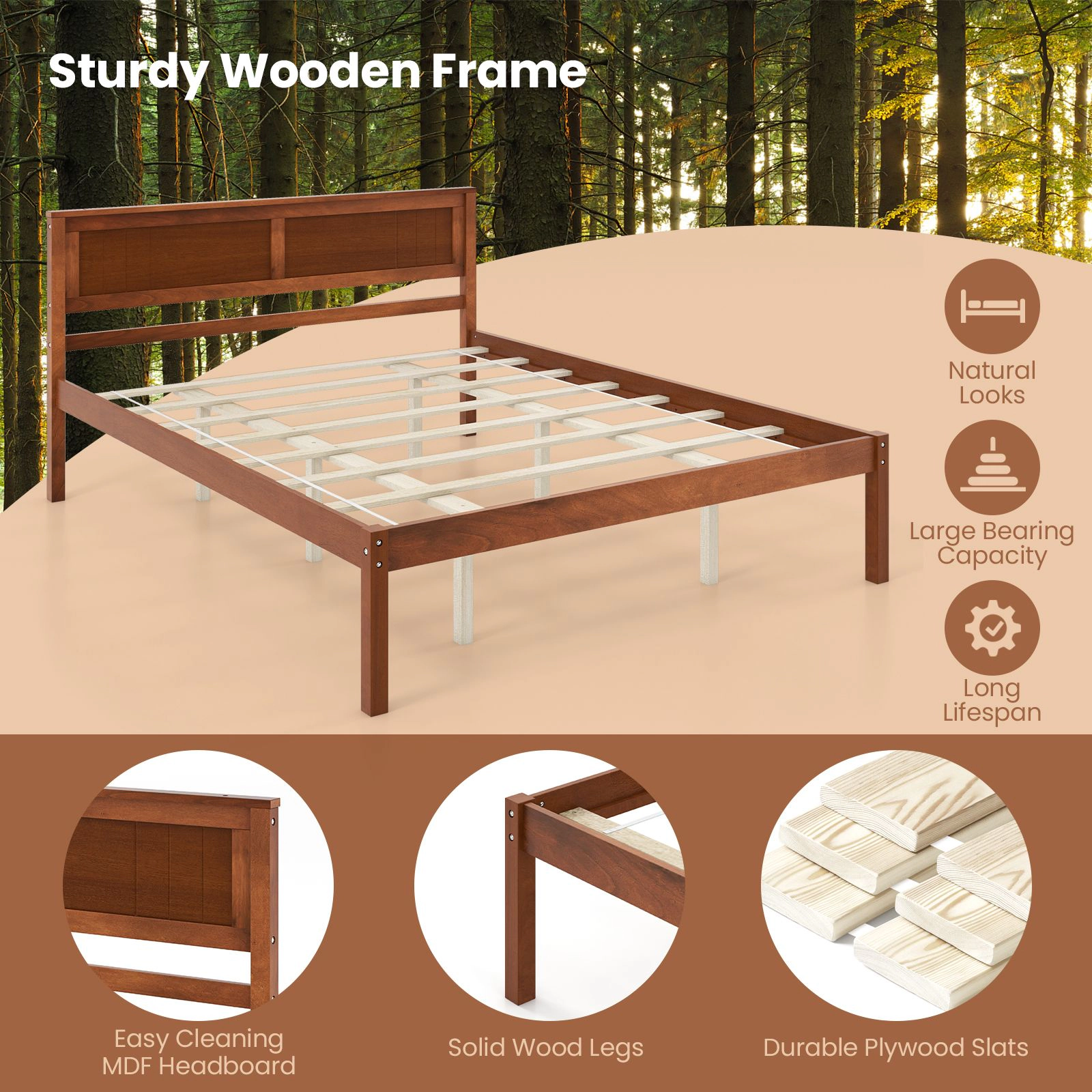 SlickBlue Solid Wood Bed Frame with Headboard & Storage Clearance