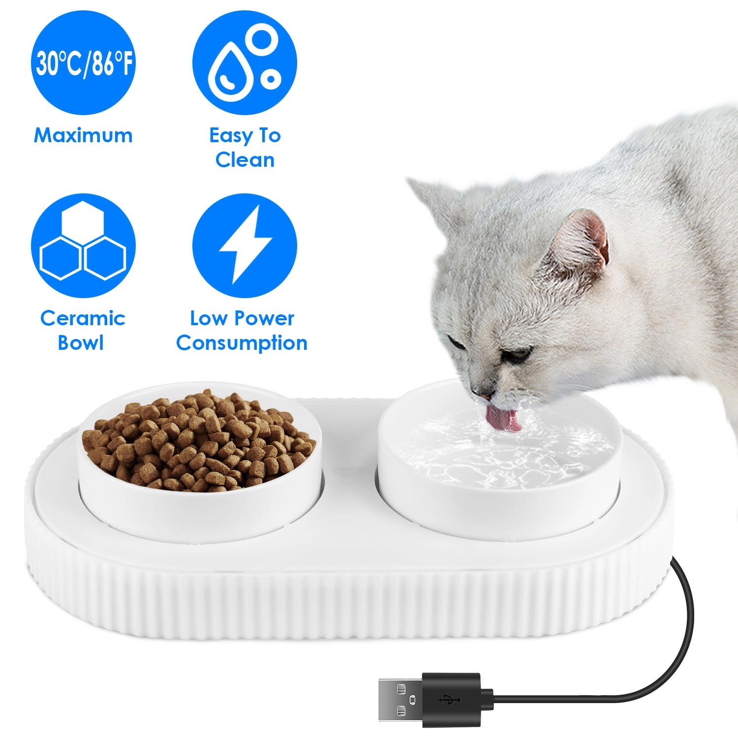 GBruno Ceramic Heated Pet Water Bowl