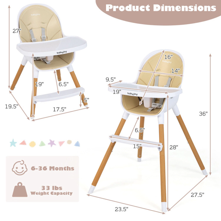 Hivvago 4-in-1 Convertible Baby High Chair Infant Feeding