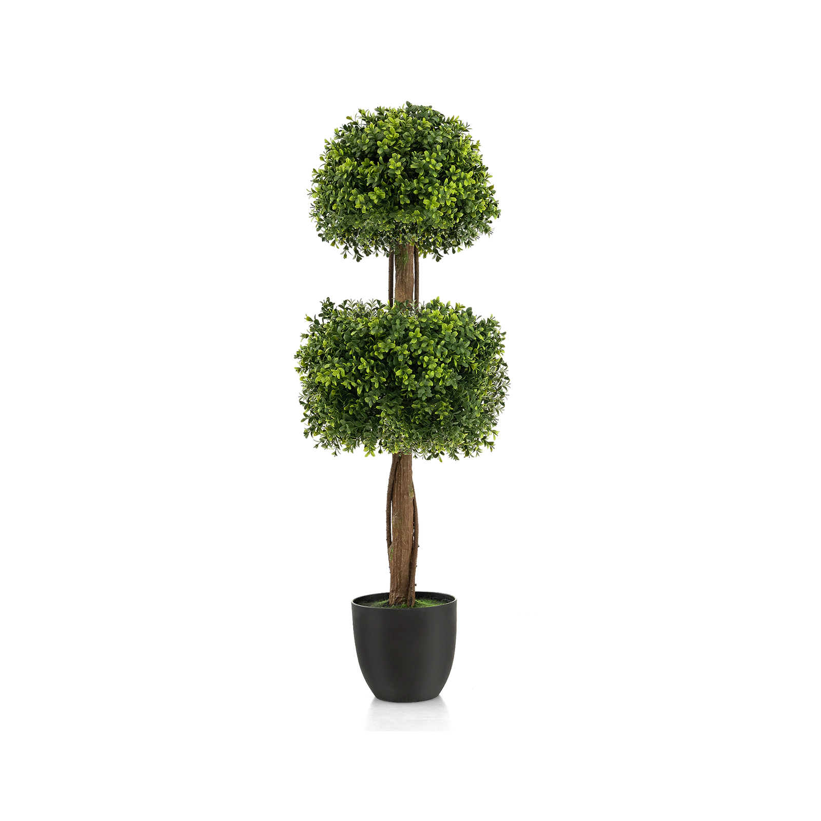Slickblue Artificial Boxwood Topiary Ball Tree with Twisted Trunk for Home and Garden Decor