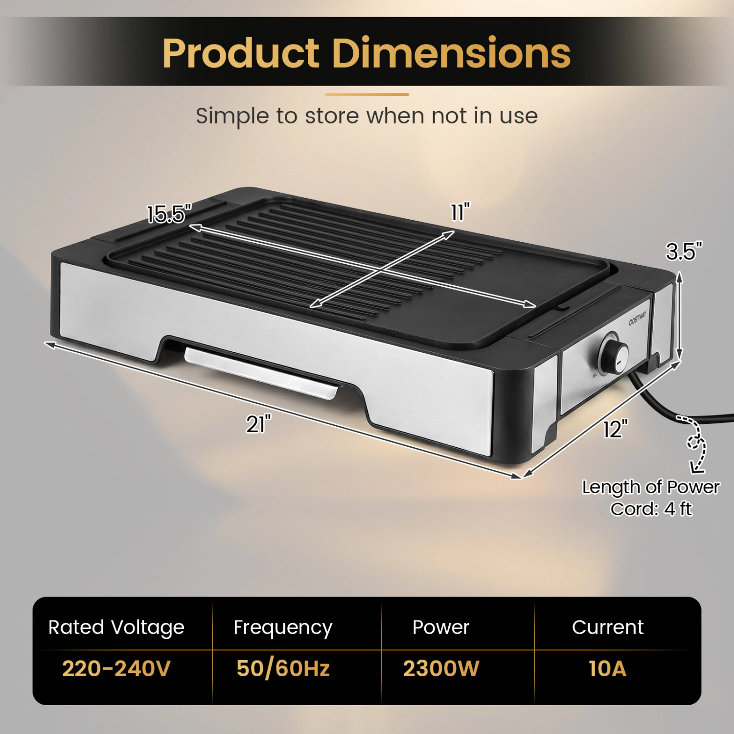 LJG 2300W Electric Griddle with Nonstick Die Cast Aluminum Cooking Surface