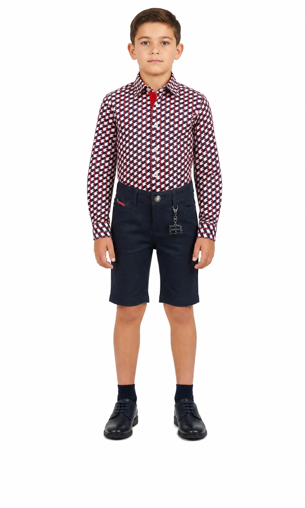 Elie Balleh Boys Slim Fit Geometric Shirt