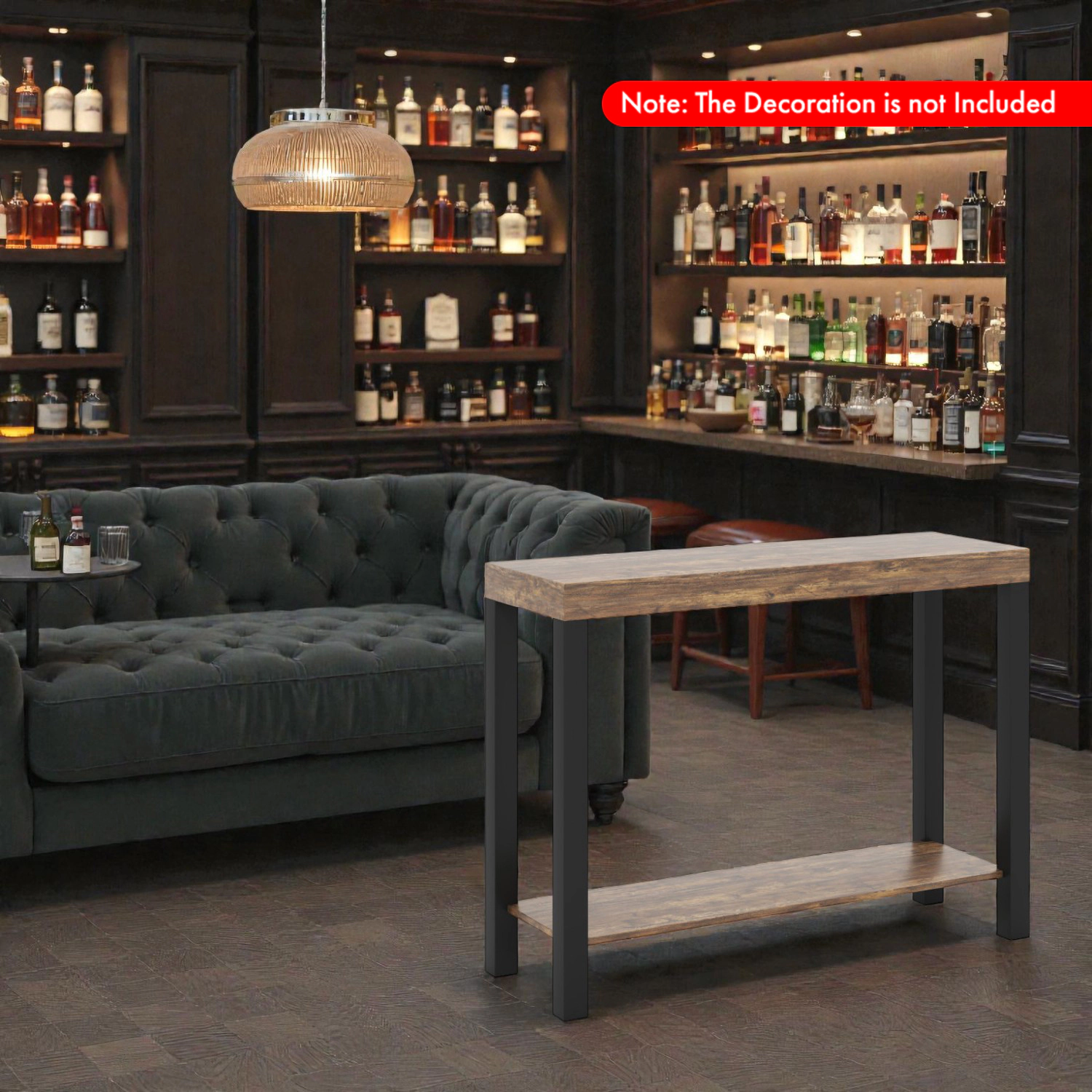 Hivvago Functional 2-Tier Bar Counter Table with Storage Shelves for Home and Entertainment Spaces
