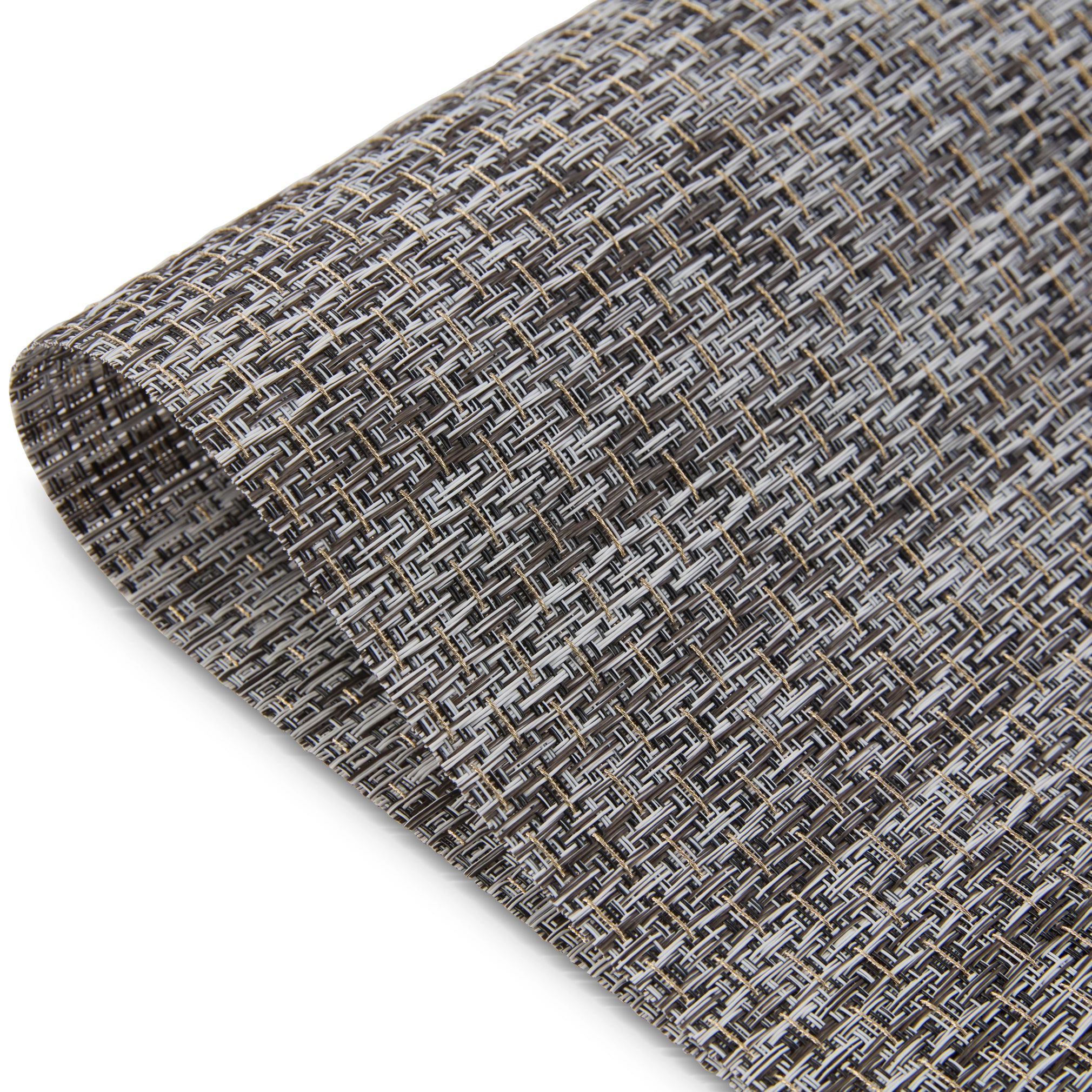 Dainty Home Madison Reversible Woven Vinyl Rectangular 13" x 19" Placemats with Gold Shimmer Set of 6
