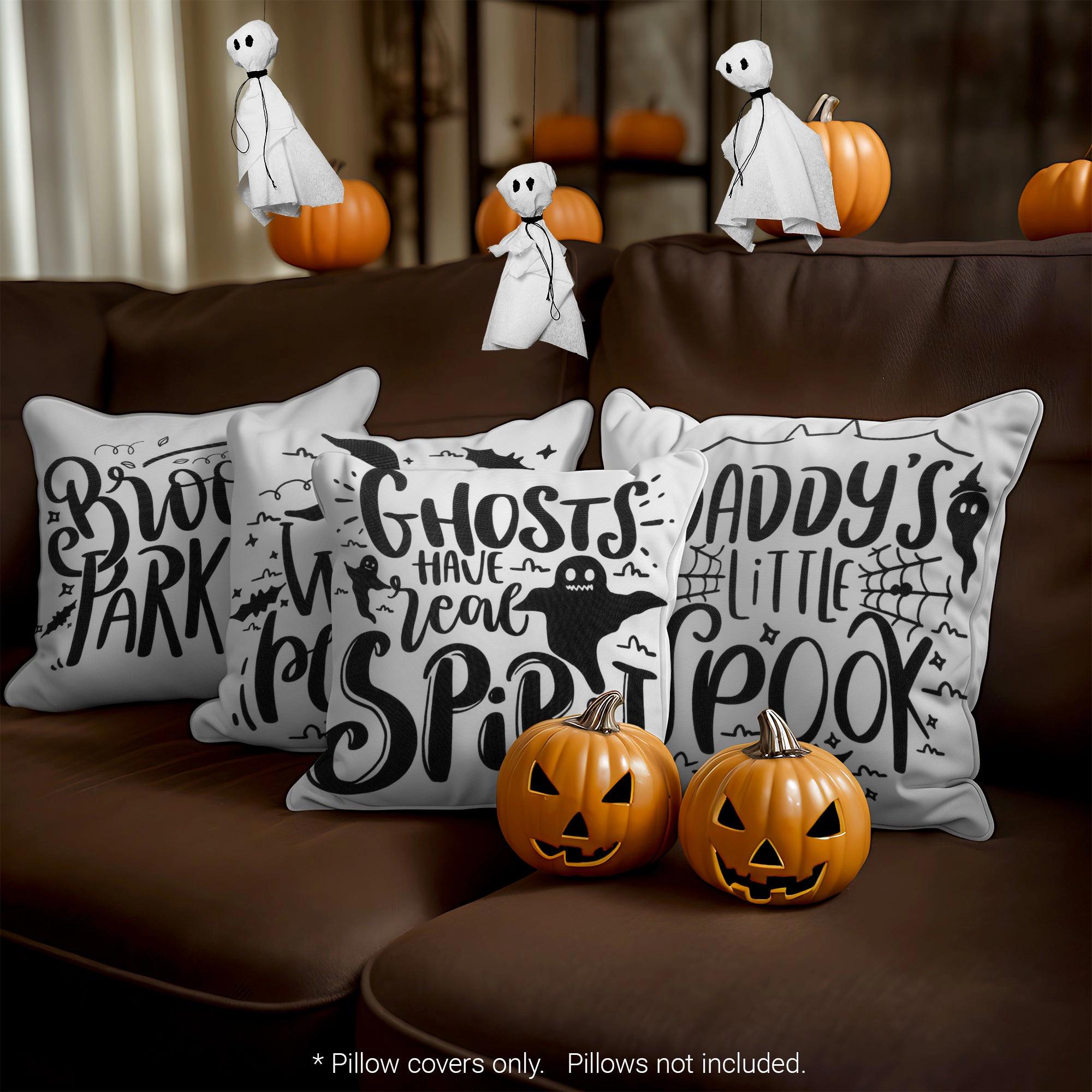 G128 Halloween Ghost Spooky Decorative Throw Pillow Covers