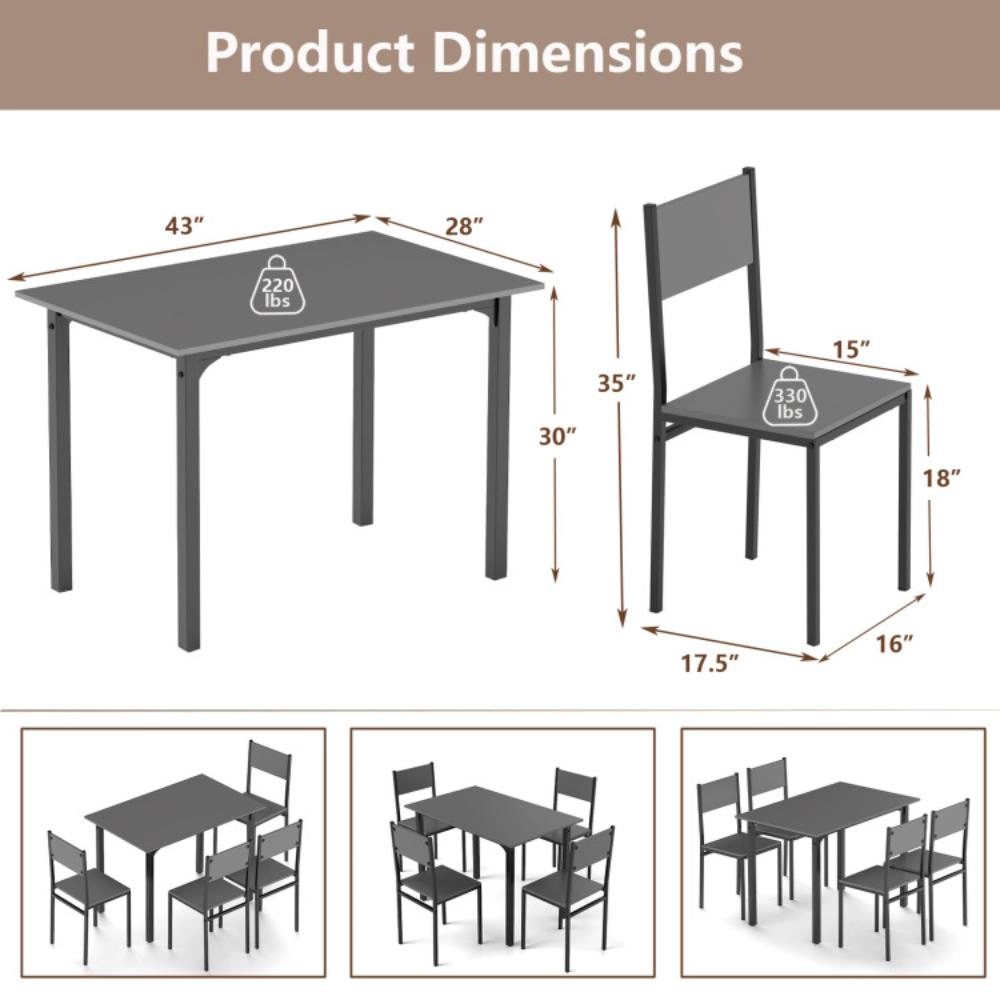 Hivvago 5 Piece Dining Table Set Industrial Style Kitchen And Chairs For 4