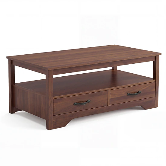 BebreezChic Farmhouse Coffee Table with 4 Drawers & Open Shelf – Light ...