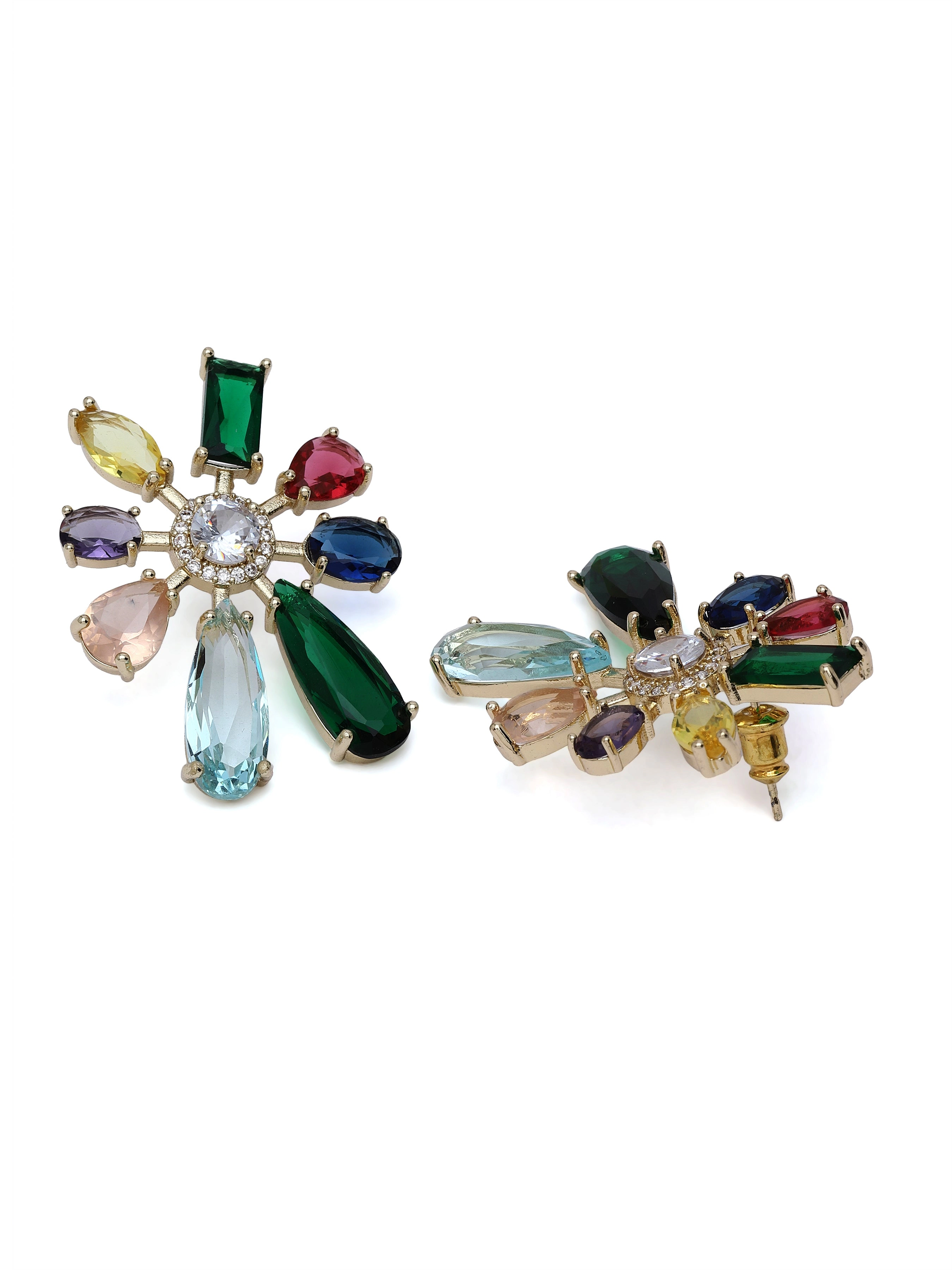 AGP PARIS Womens Sunburst Multistone Stud Earrings