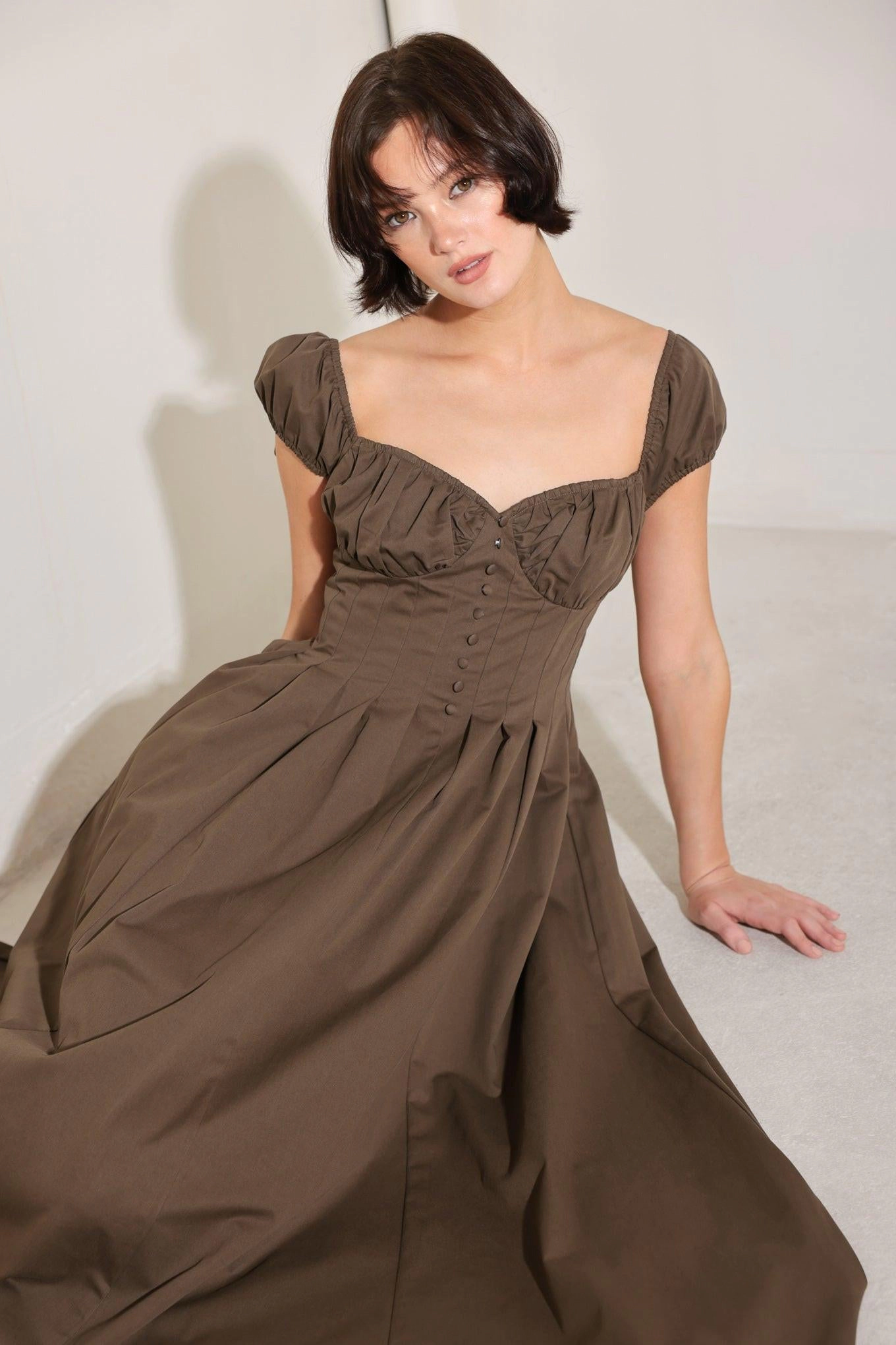 TRUEDAMES Women Mocha Muse Moment Woven Midi Dress