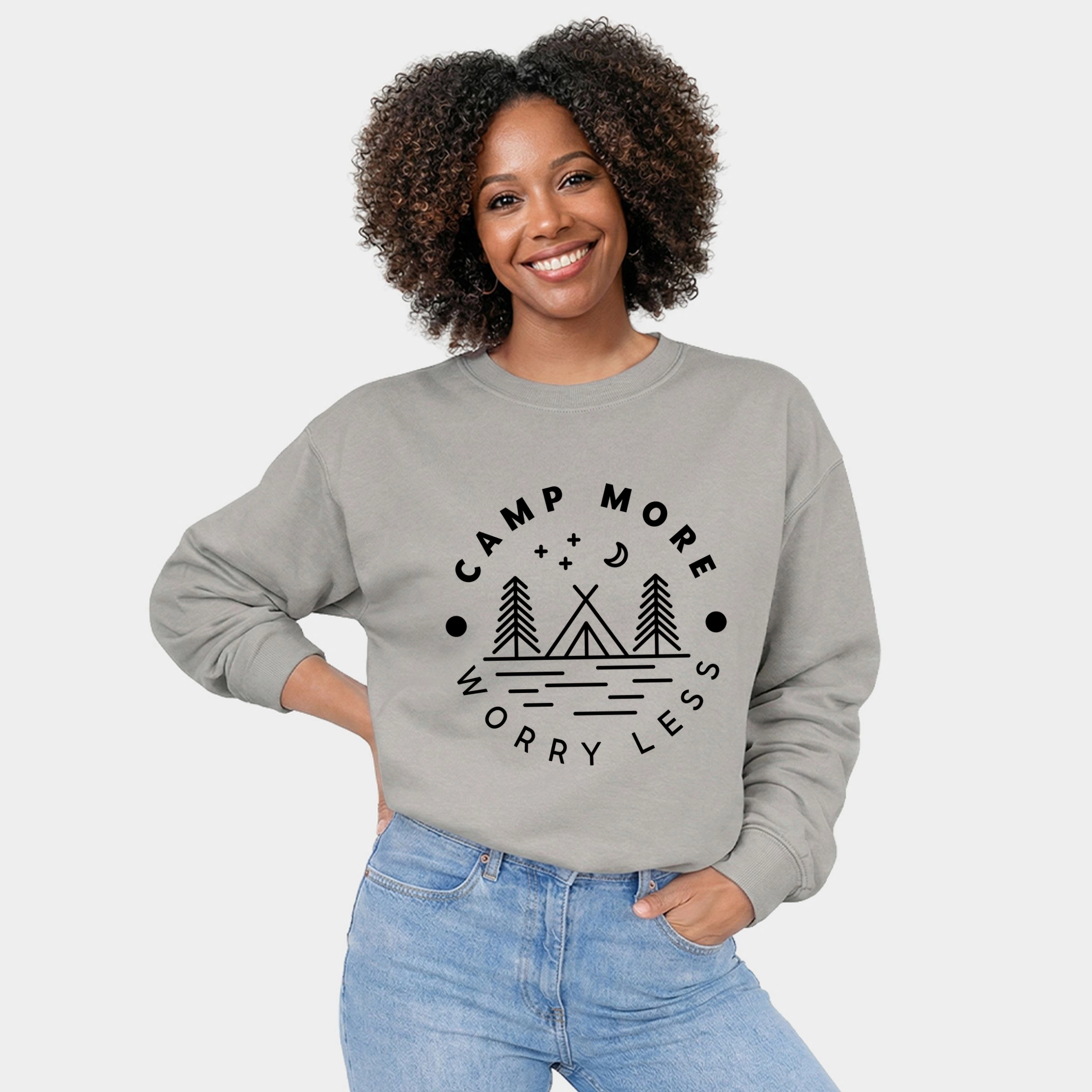Simply Sage Market - Camp More Worry Less  Women's Graphic Sweatshirt