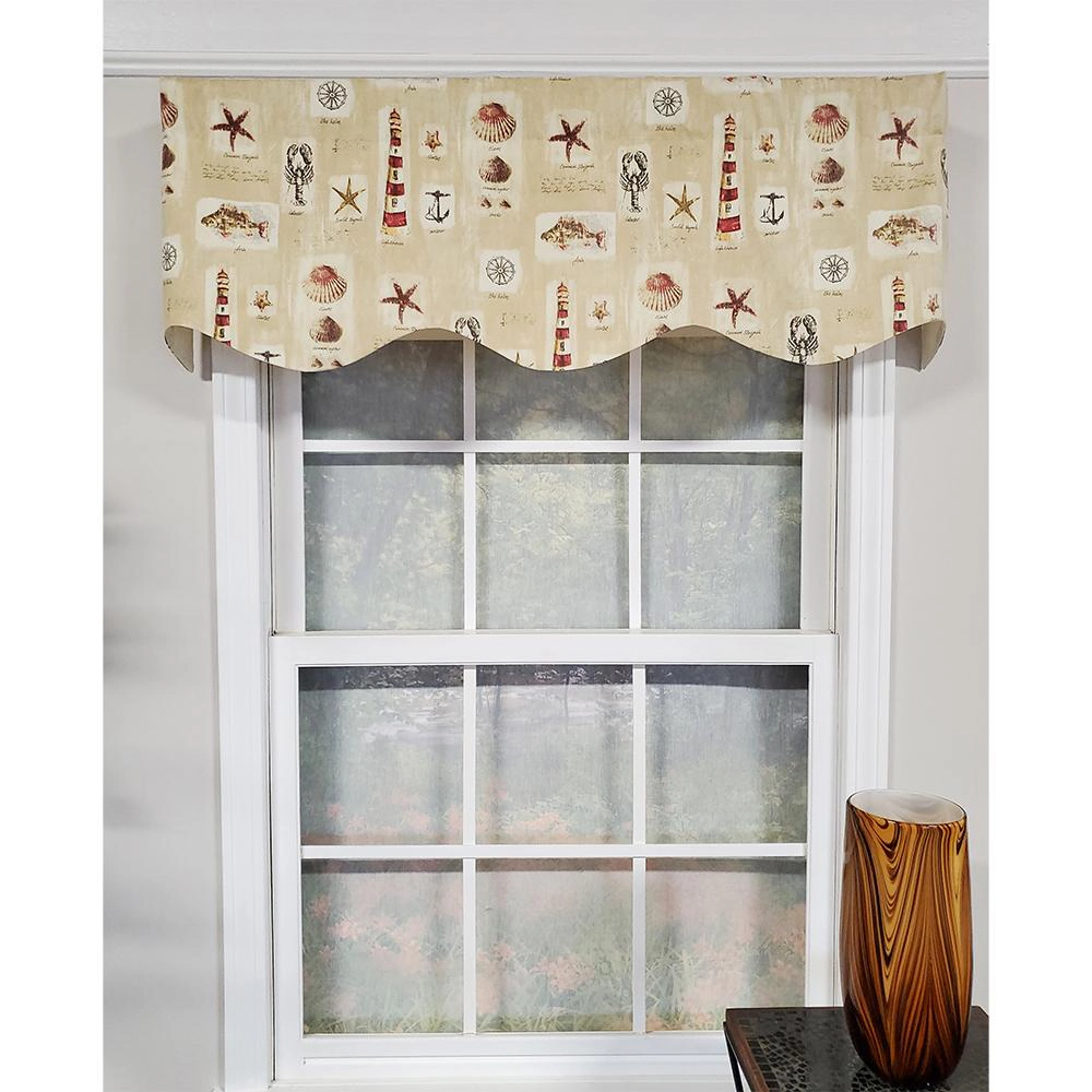 RLF Home Harbor Provance 3" Rod Pocket Lining Luxurious and Elegant Window Treatment Valance 50" x 15" Beige