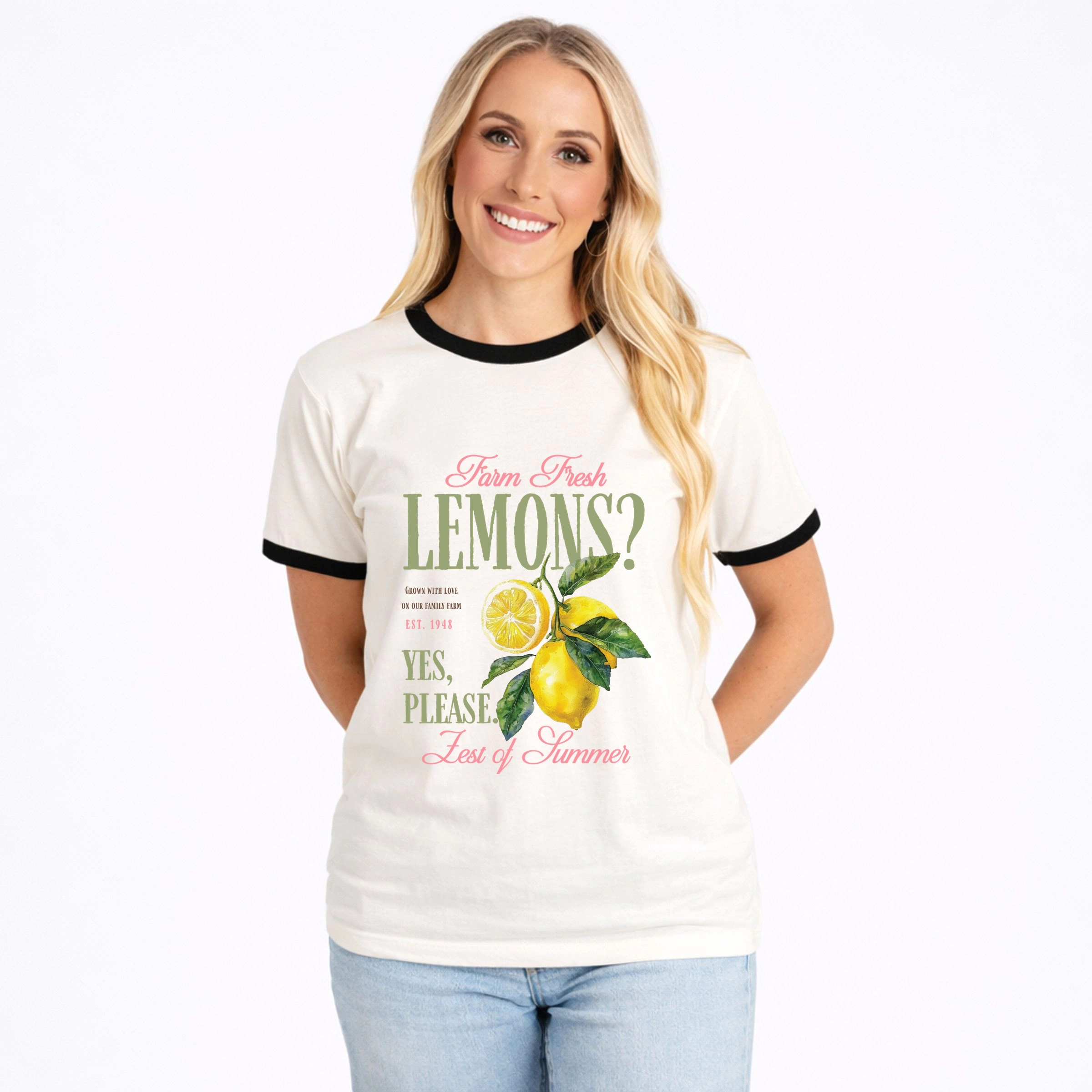 Simply Sage Market - Farm Fresh Lemons Zest of Summer Women's Ringer Graphic T-Shirt