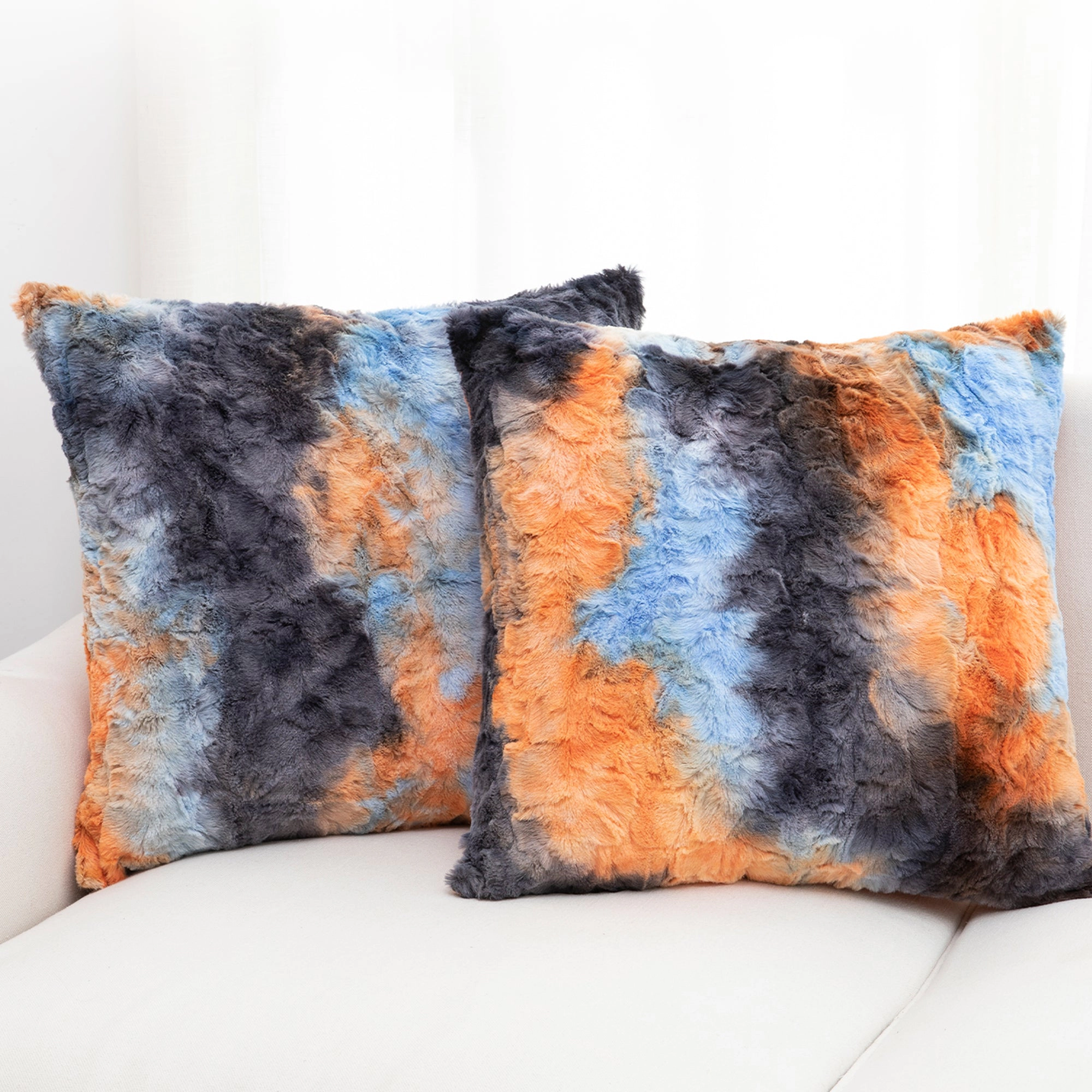 Cheer Collection Faux Fur Throw Pillow Set 18x18 2 Pack