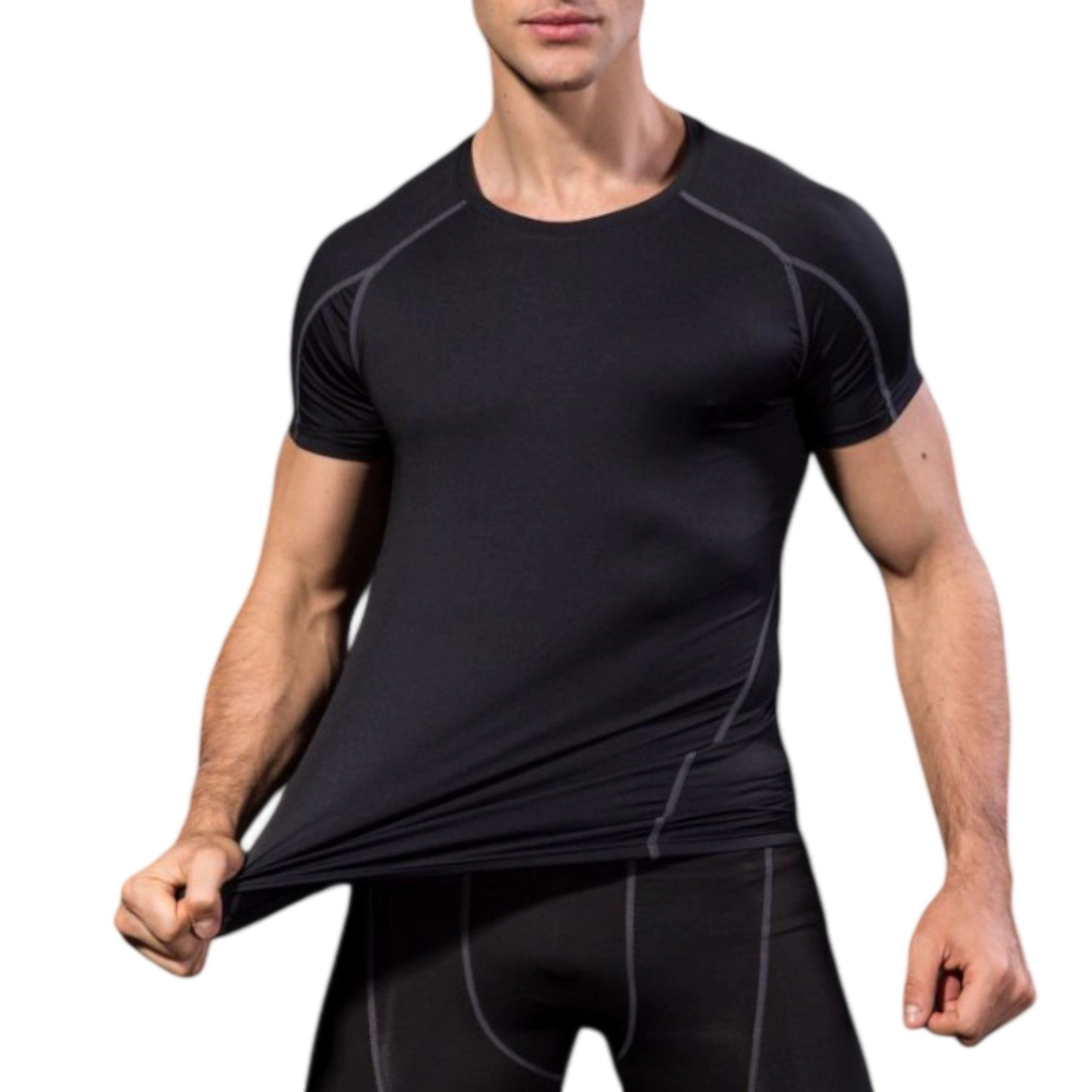 Anna-Kaci Men's Compression Short Sleeve Athletic T-Shirt with Moisture-Wicking Stretch Fabric for Training and Workouts