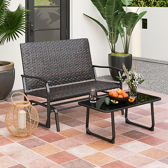 Hivvago All Weather Outdoor 2-Person Swing Glider Bench With Quick Dry Foam Seat