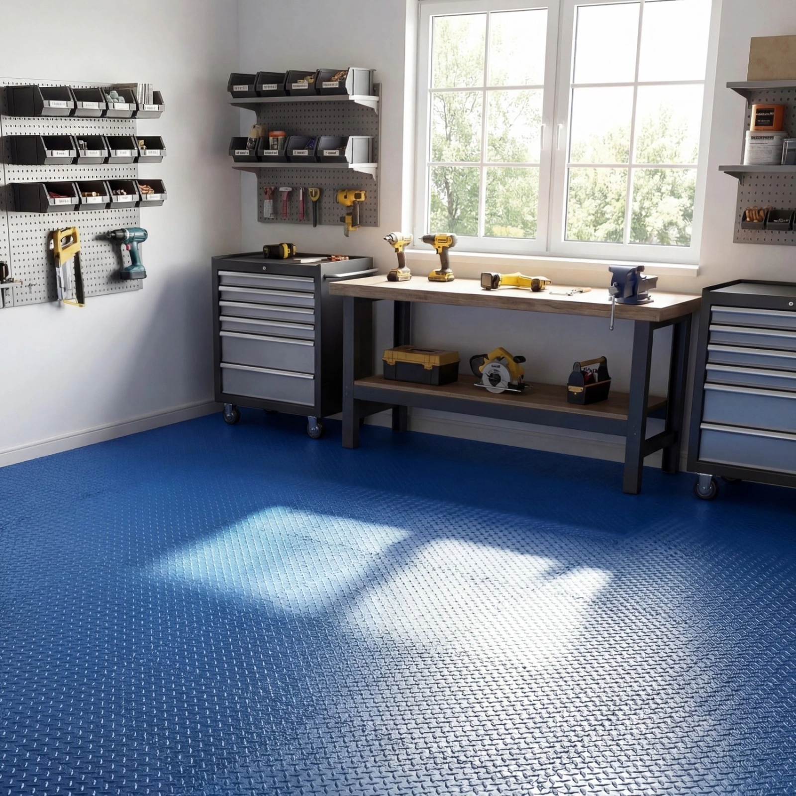 SUGIFT 24-Piece 1/2-in Thick EVA Puzzle Exercise Floor Mats 25 x 25-in Tiles About 104-sq-ft Coverage Blue