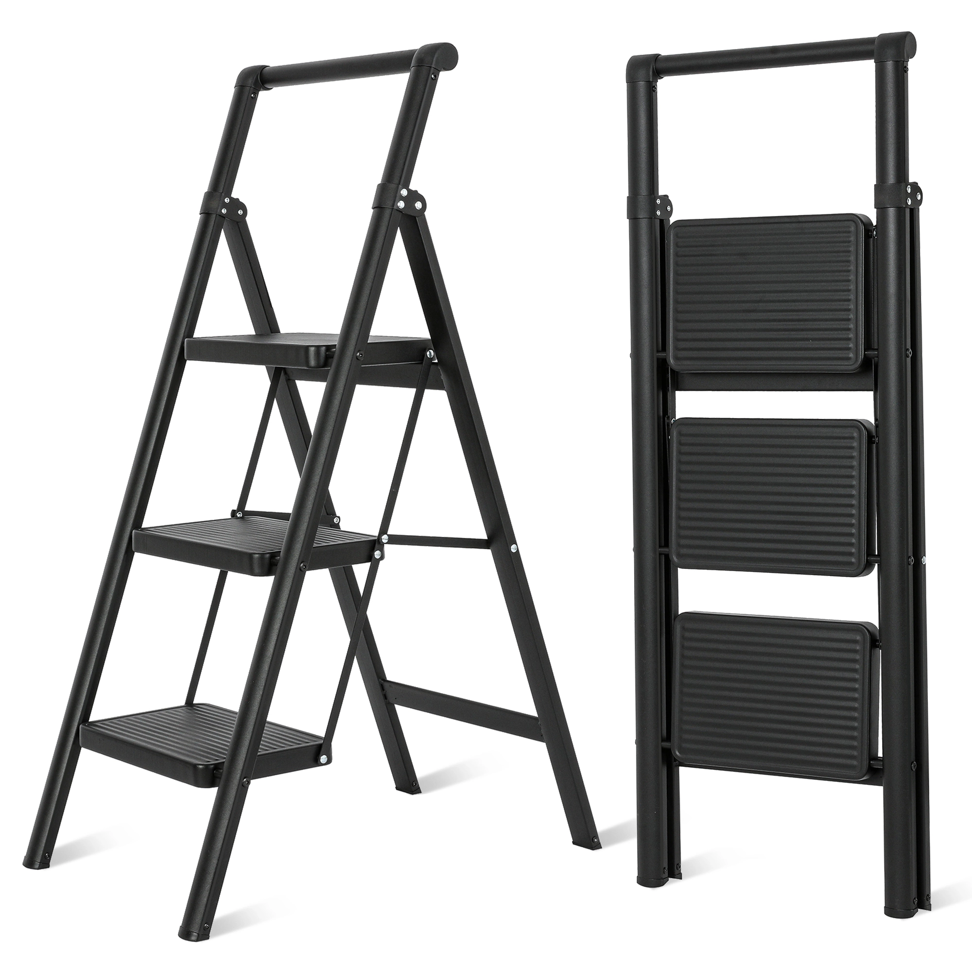 Flynama Step Ladder- 330lb Capacity Steel Foldable Step Stool
