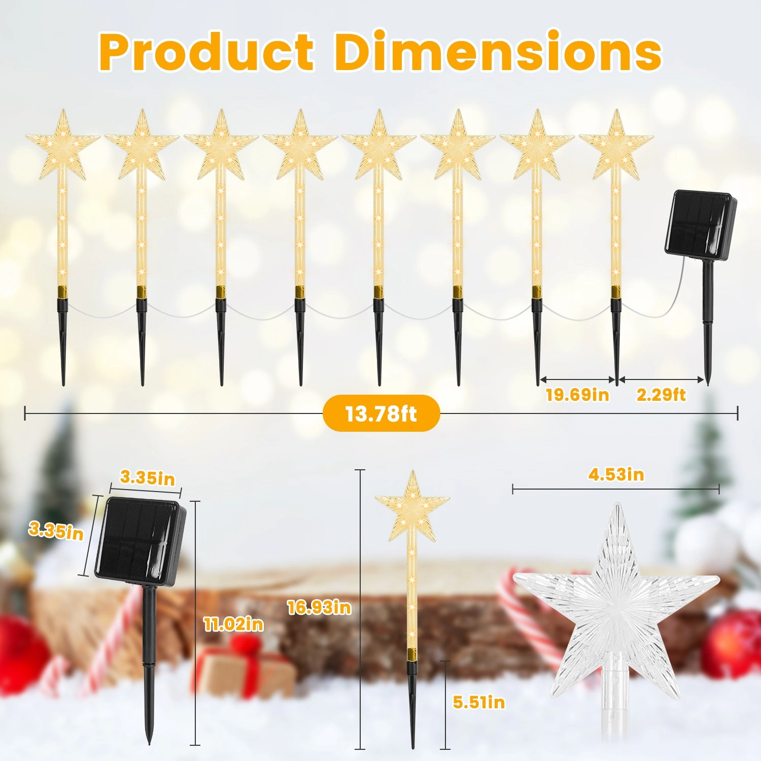GBruno Solar 8-Pack Star Pathway Lights