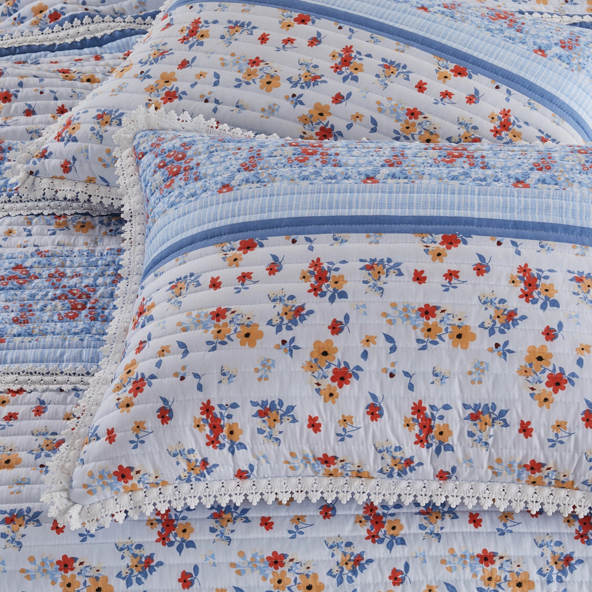 Greenland Home Betty Lace Embellished Quilted Pillow Sham