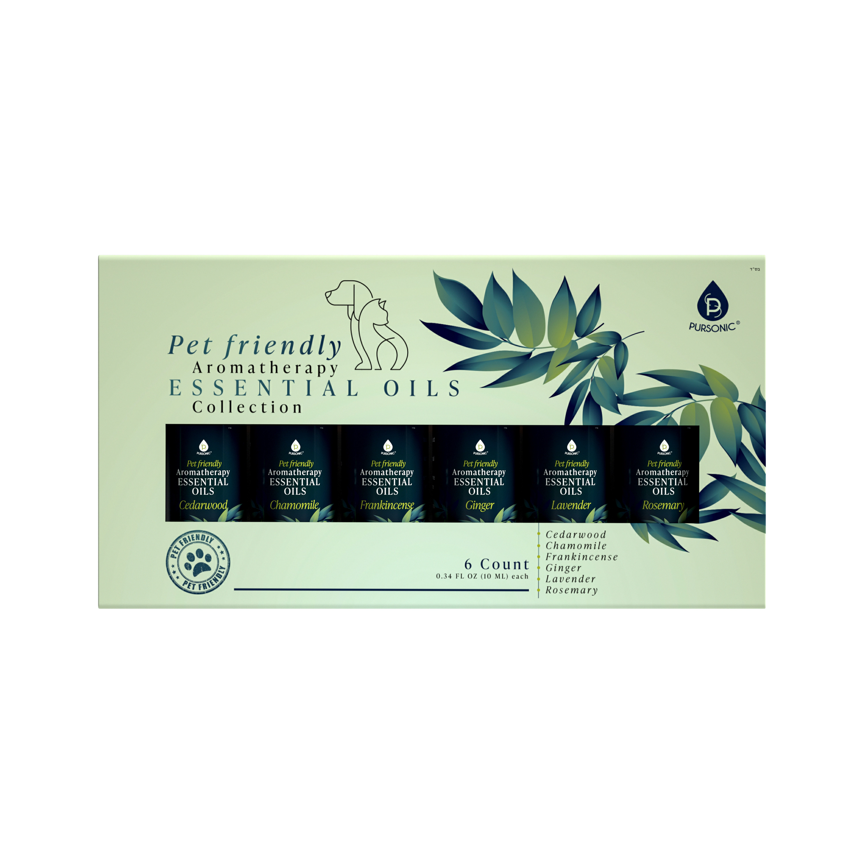 Pursonic Unisex Pet-Friendly Aromatherapy Essential Oil Collection – 6 Pack Essential Oils