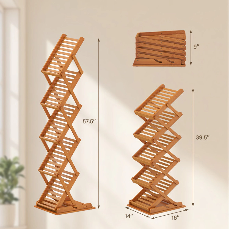 Hivvago Foldable Bamboo Magazine Rack with 2 Adjustable Positions